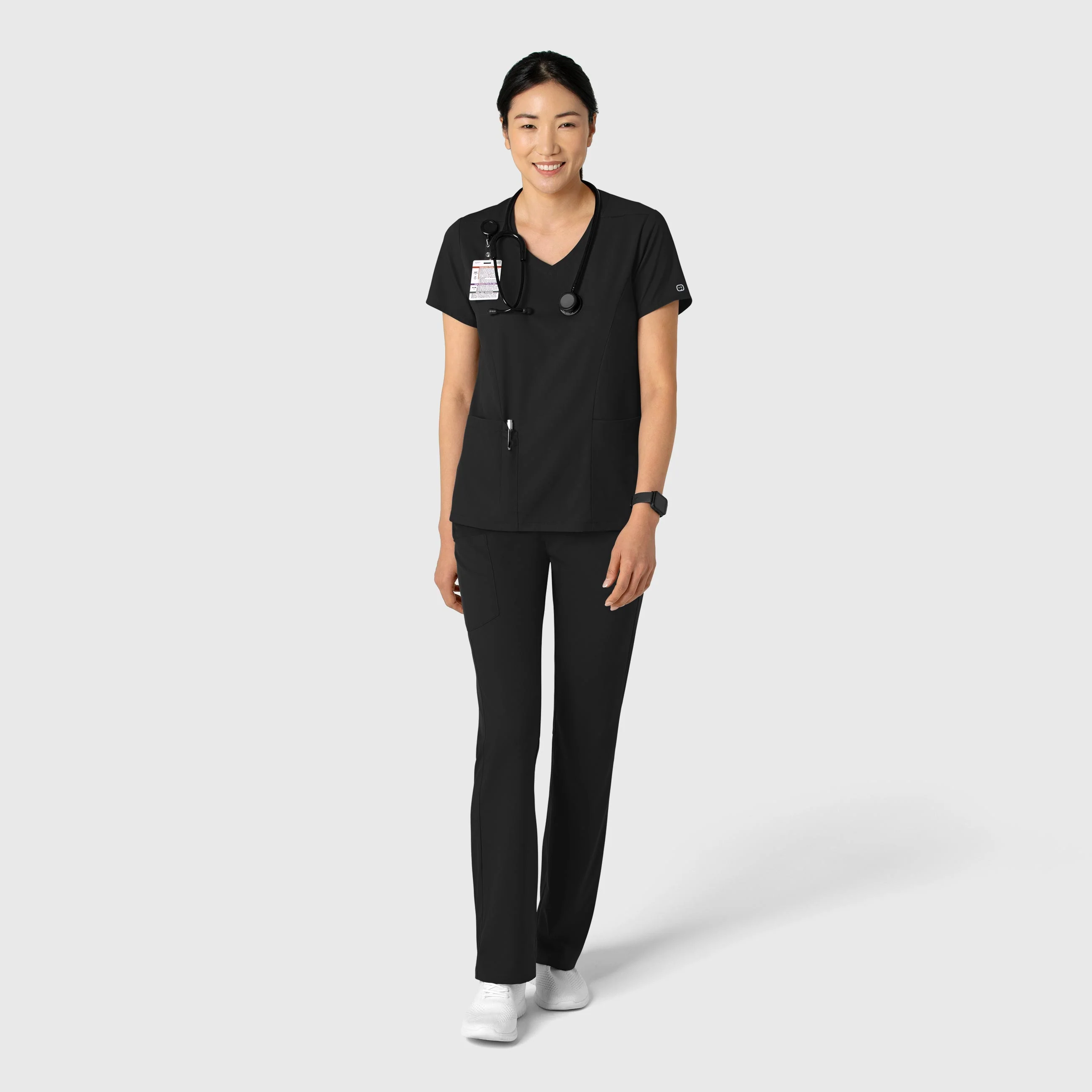 Boundless Women's 2-Pocket V-Neck Scrub Top - Black - Image 3