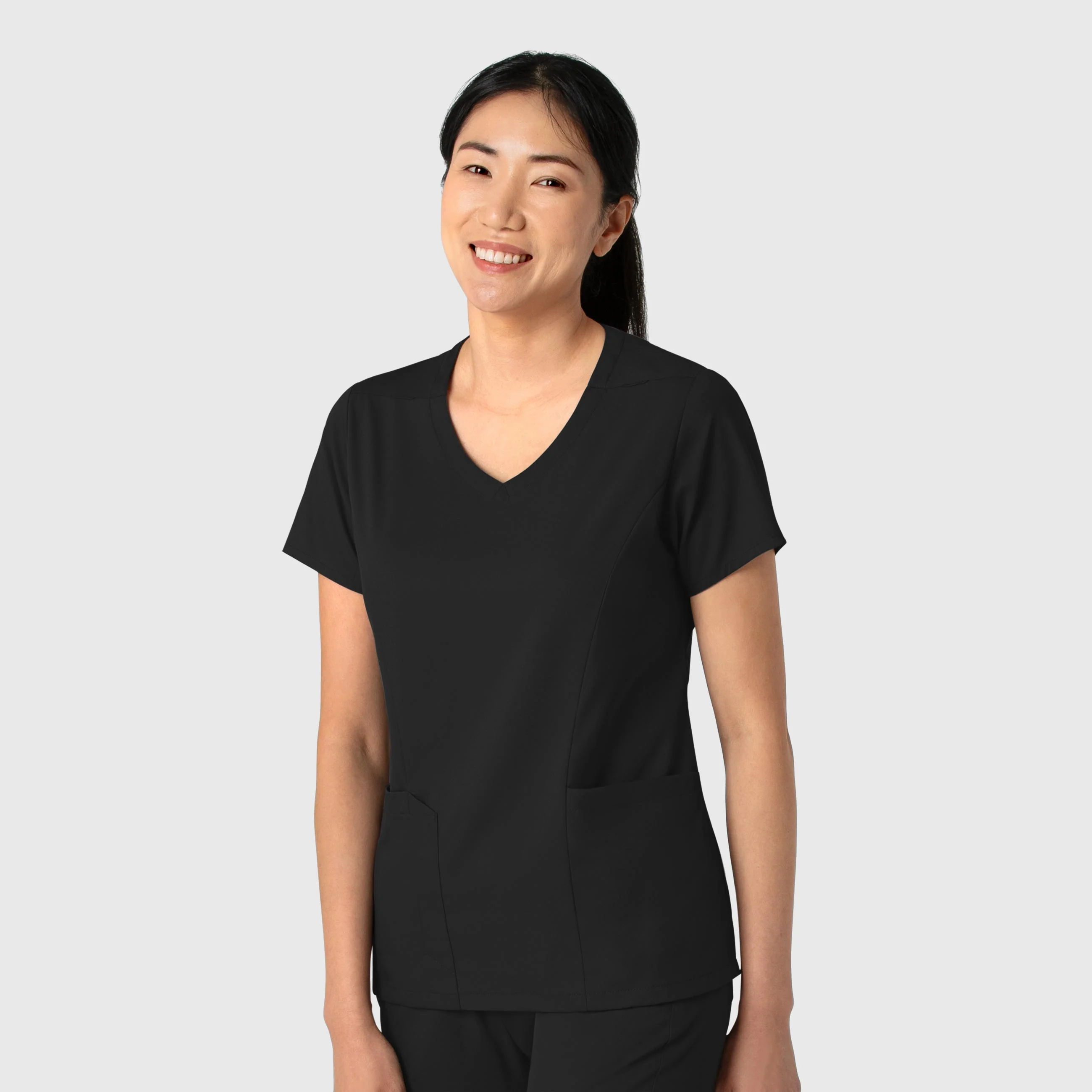 Boundless Women's 2-Pocket V-Neck Scrub Top - Black - Image 4