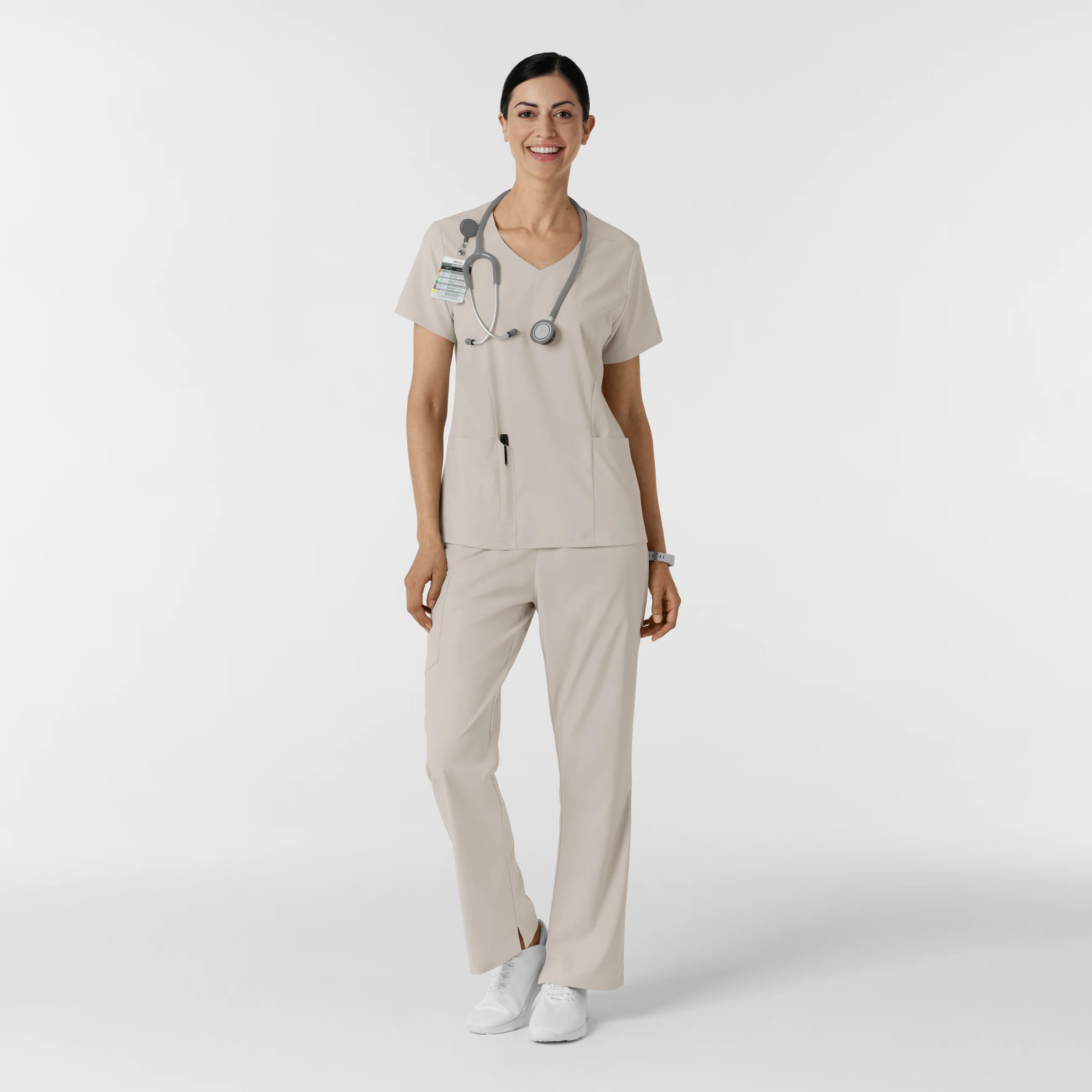 Boundless Women's 2-Pocket V-Neck Scrub Top - Cloud - Image 3