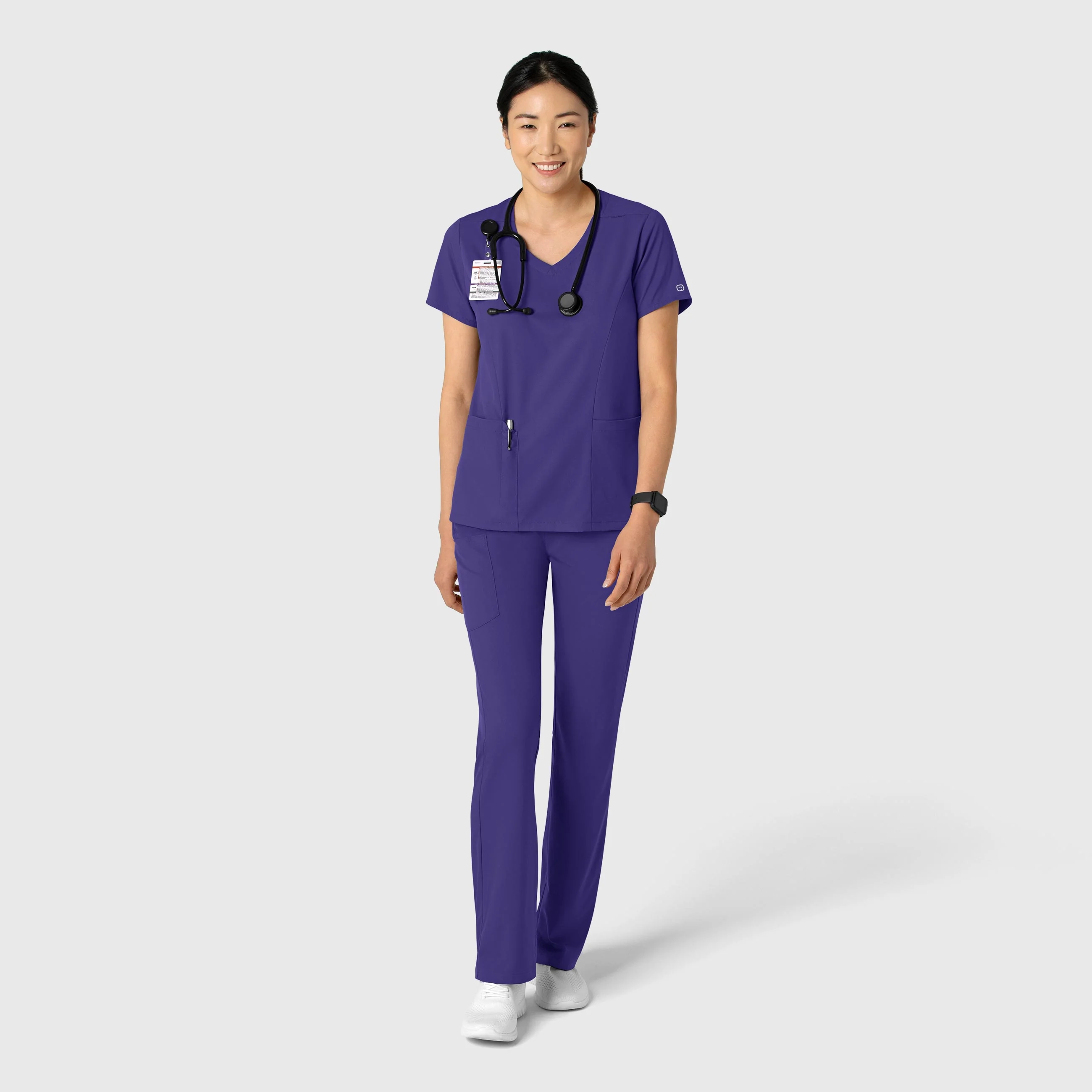 Boundless Women's 2-Pocket V-Neck Scrub Top - Grape - Image 3