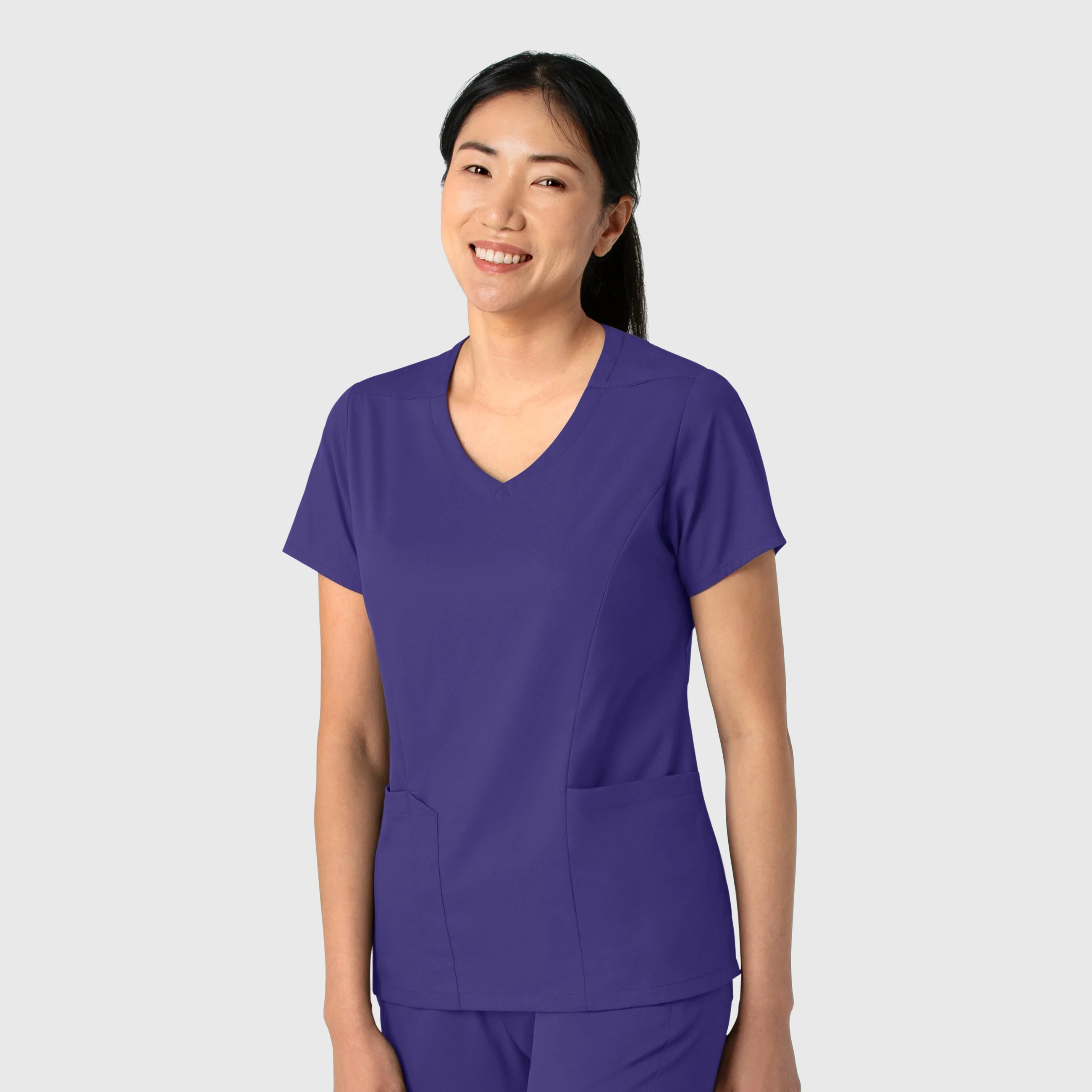 Boundless Women's 2-Pocket V-Neck Scrub Top - Grape - Image 4