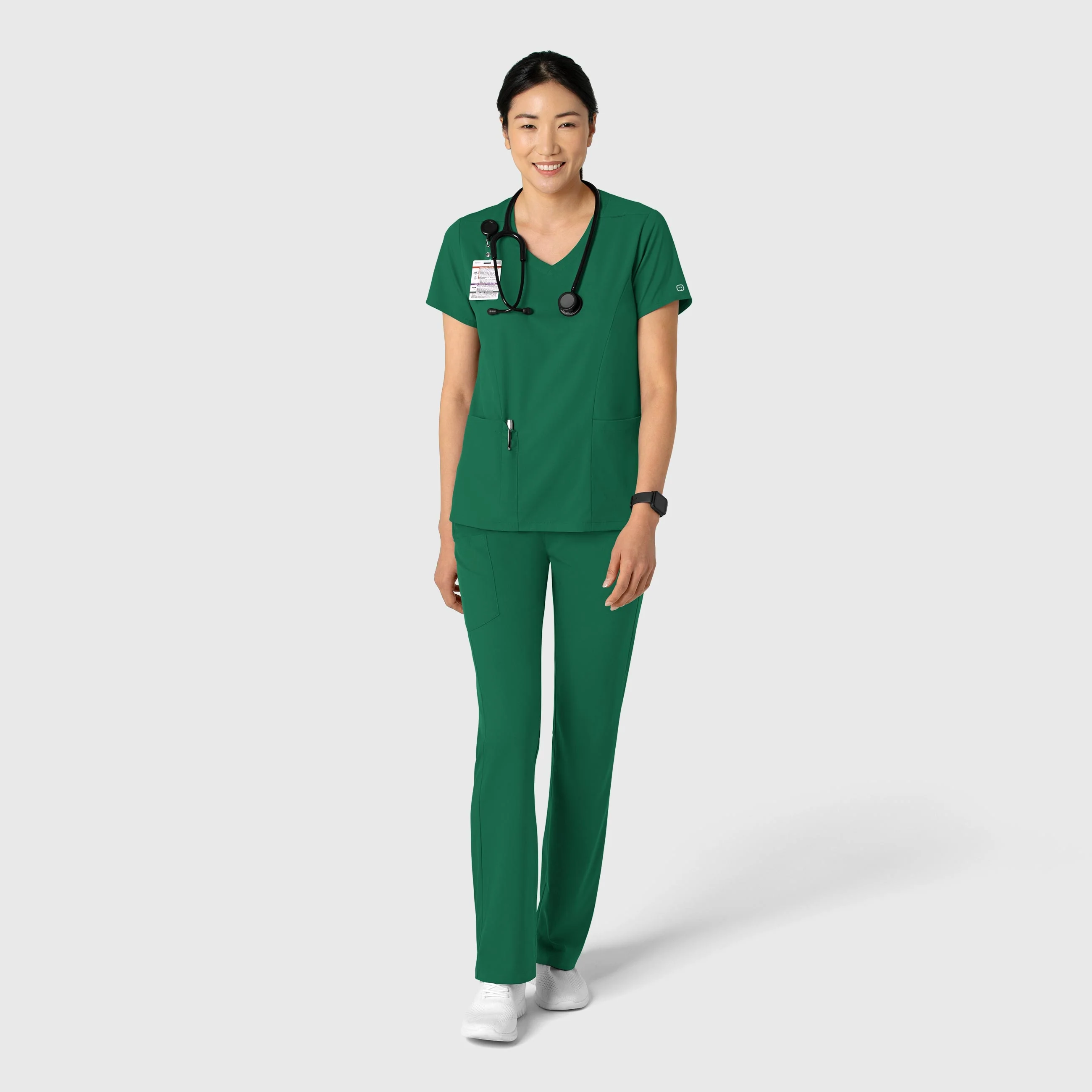 Boundless Women's 2-Pocket V-Neck Scrub Top - Hunter - Image 3