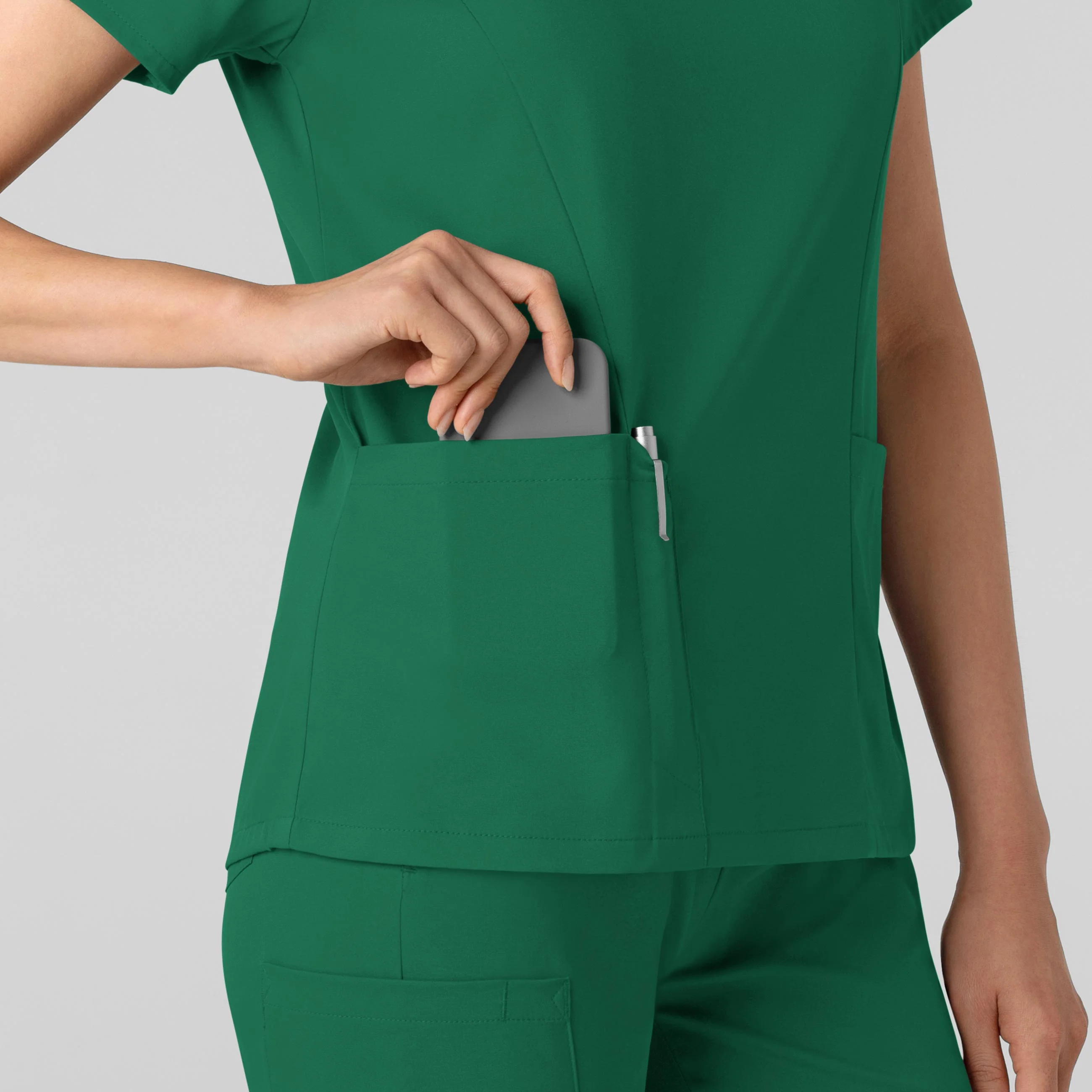 Boundless Women's 2-Pocket V-Neck Scrub Top - Hunter - Image 7