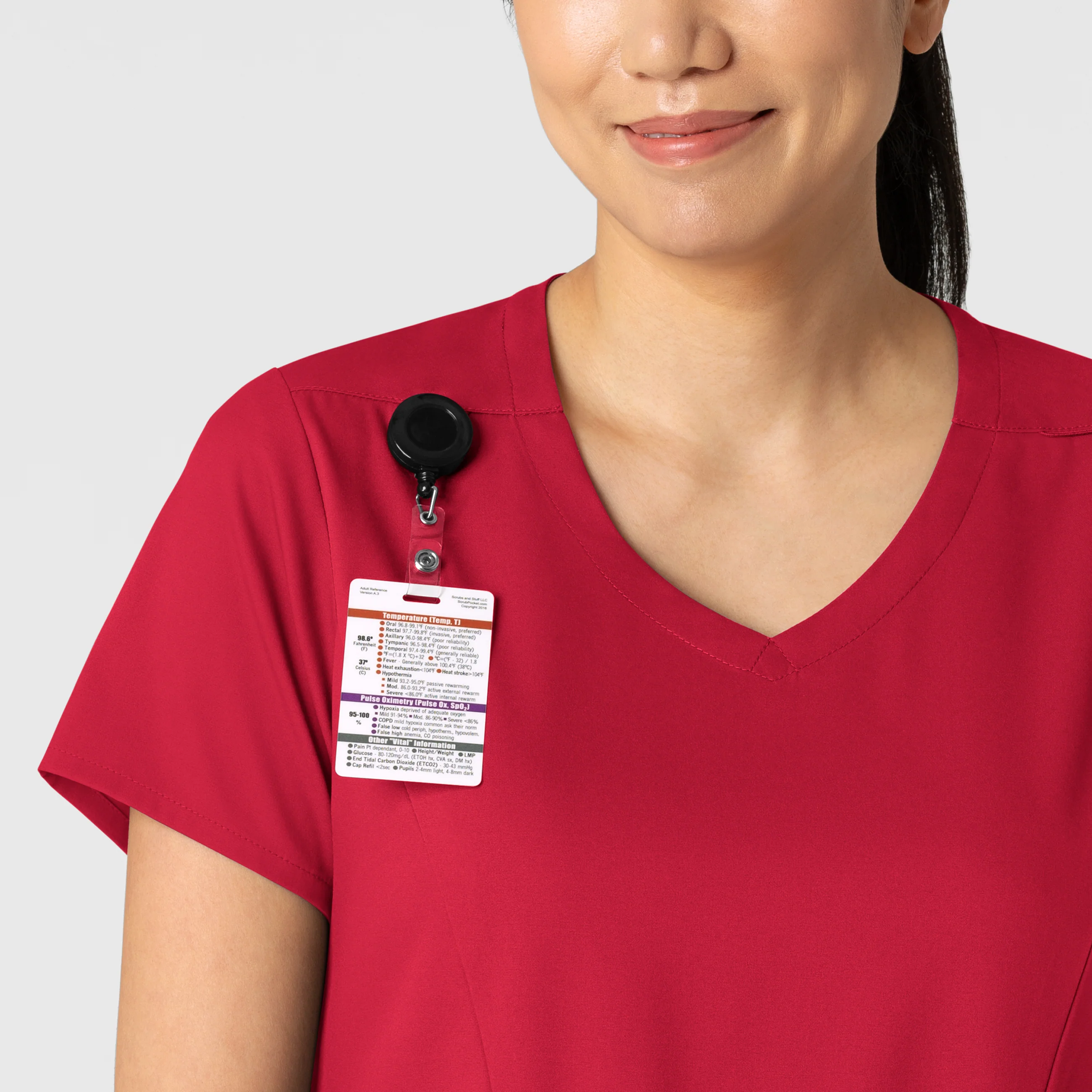 Boundless Women's 2-Pocket V-Neck Scrub Top - Red - Image 5