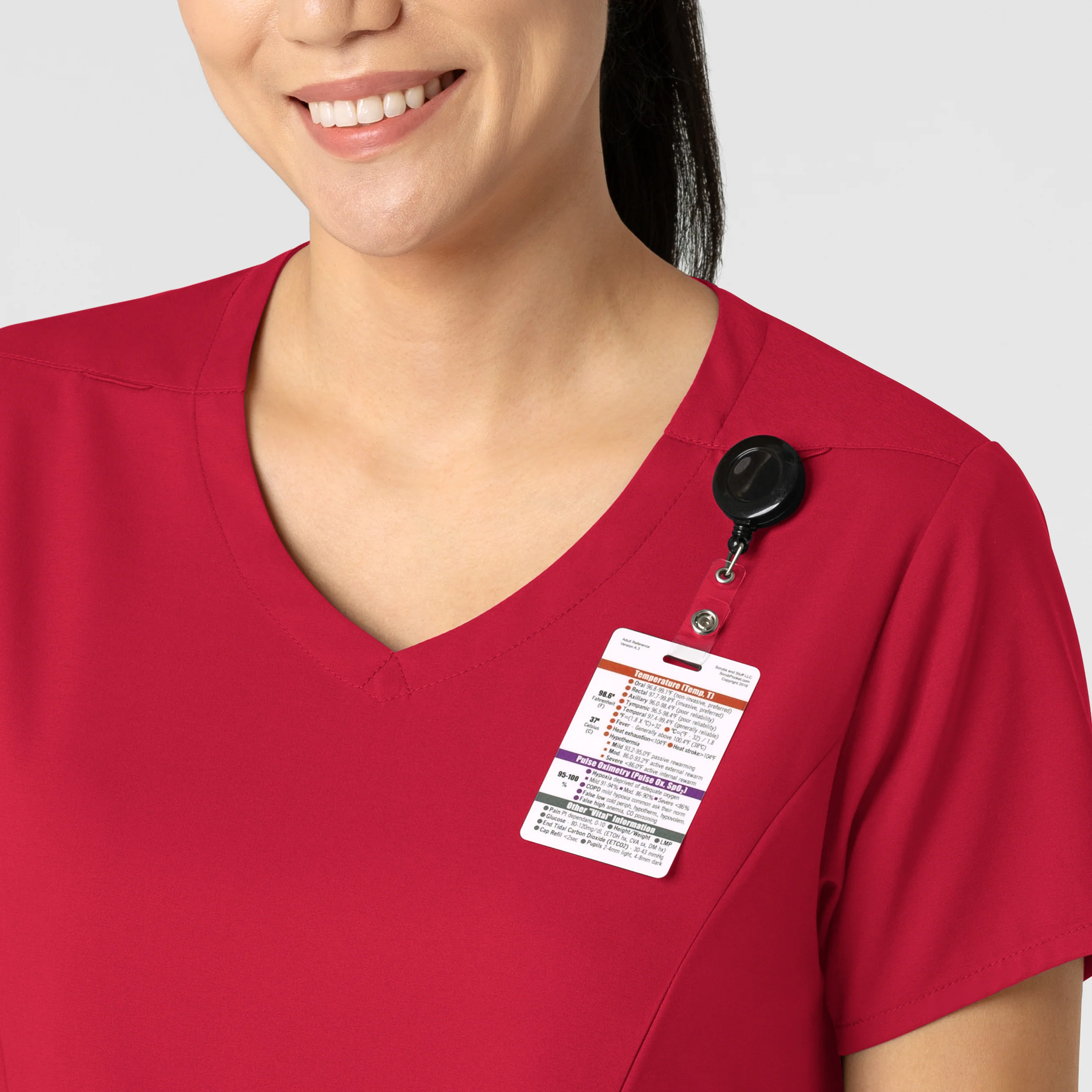 Boundless Women's 2-Pocket V-Neck Scrub Top - Red - Image 6