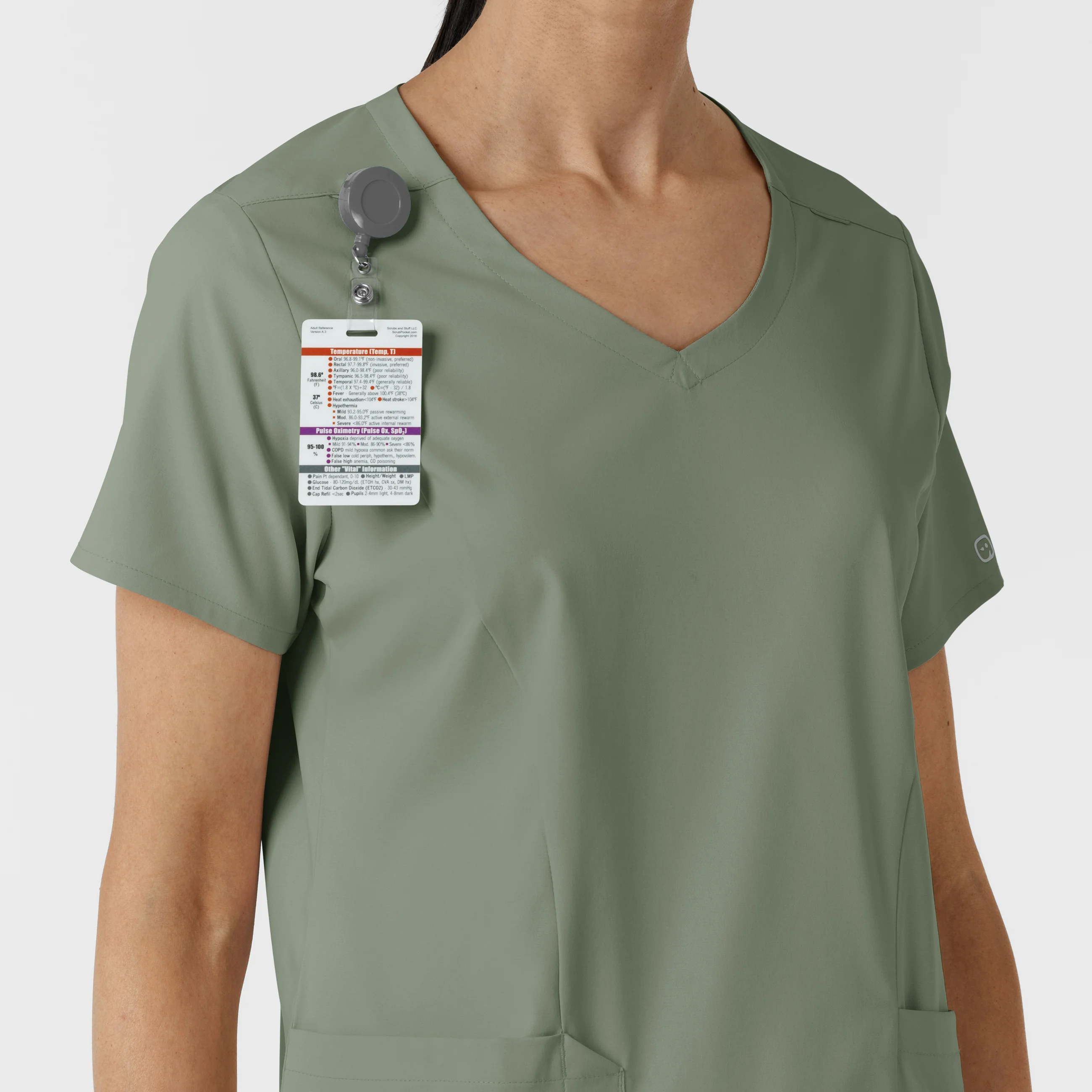 Boundless Women's 2-Pocket V-Neck Scrub Top - Sage - Image 6
