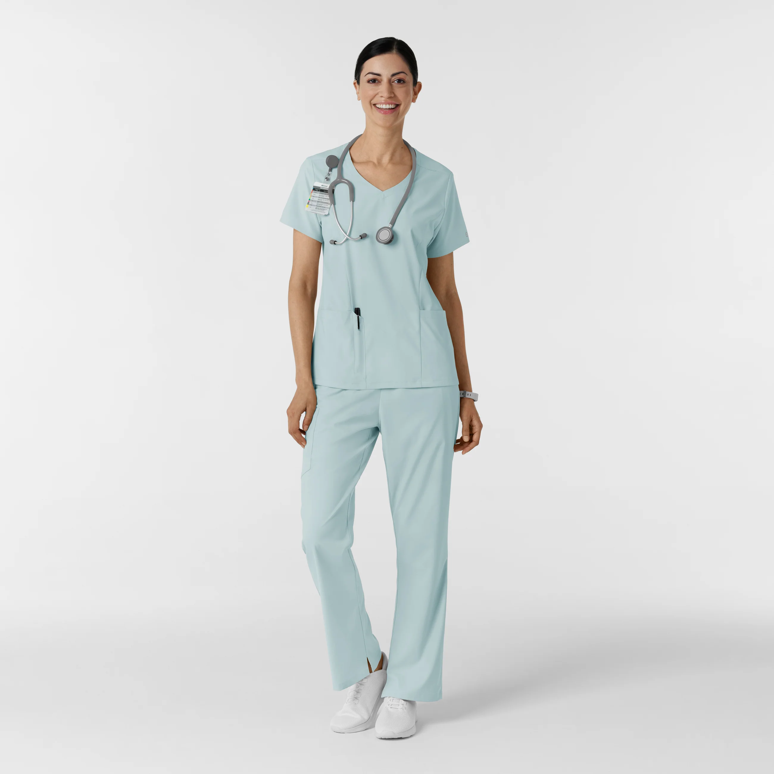 Boundless Women's 2-Pocket V-Neck Scrub Top - Sky Blue - Image 3