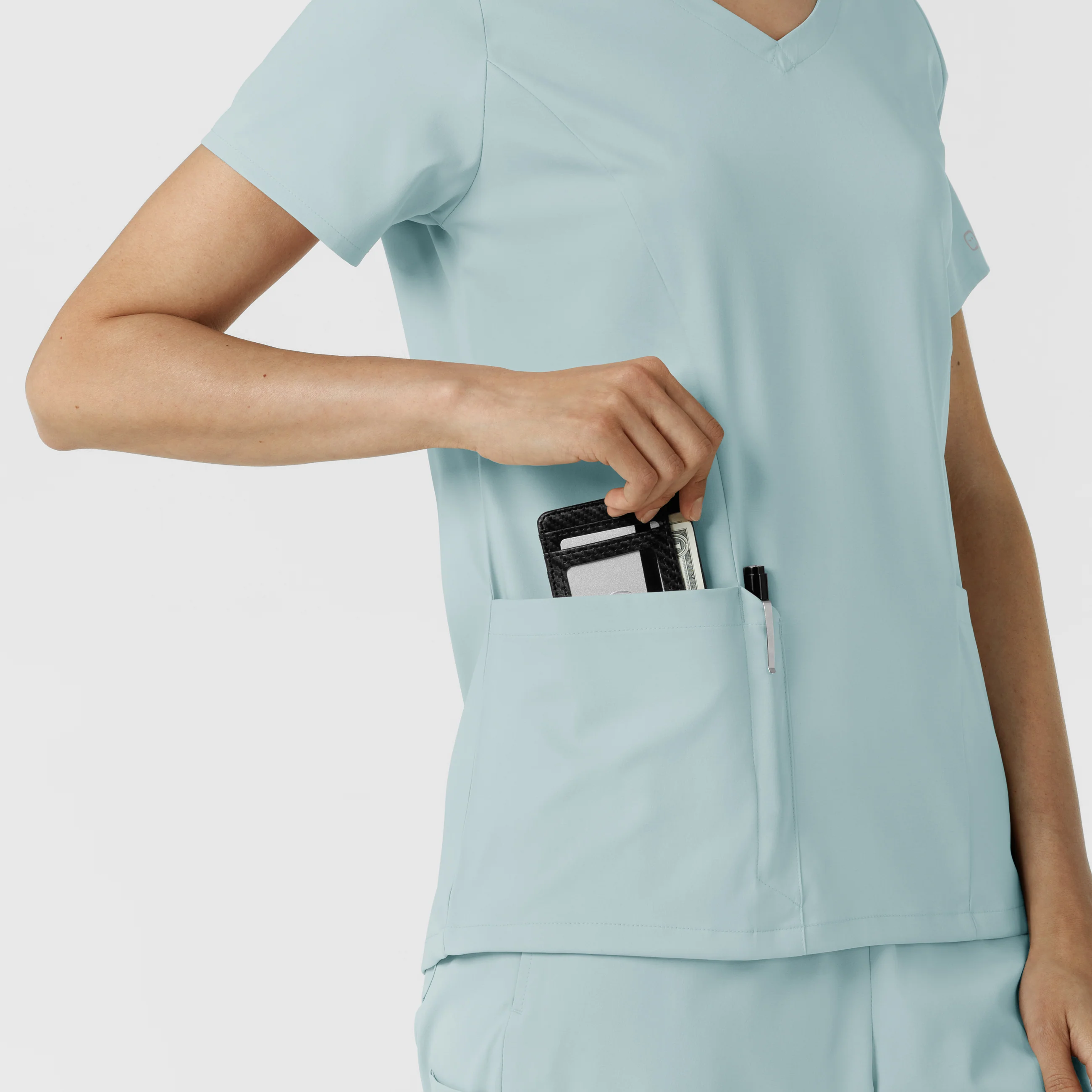Boundless Women's 2-Pocket V-Neck Scrub Top - Sky Blue - Image 8