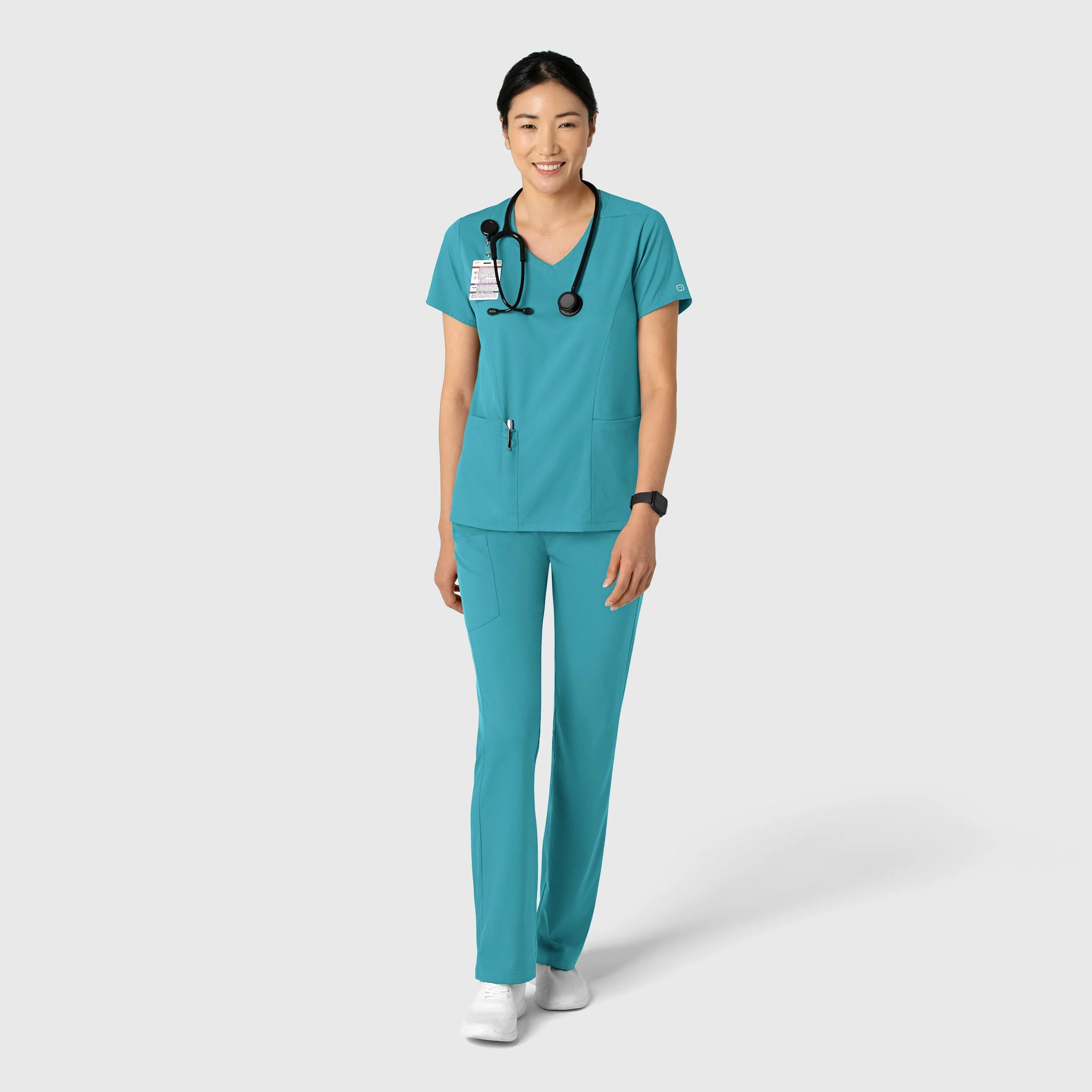 Boundless Women's 2-Pocket V-Neck Scrub Top - Teal - Image 3