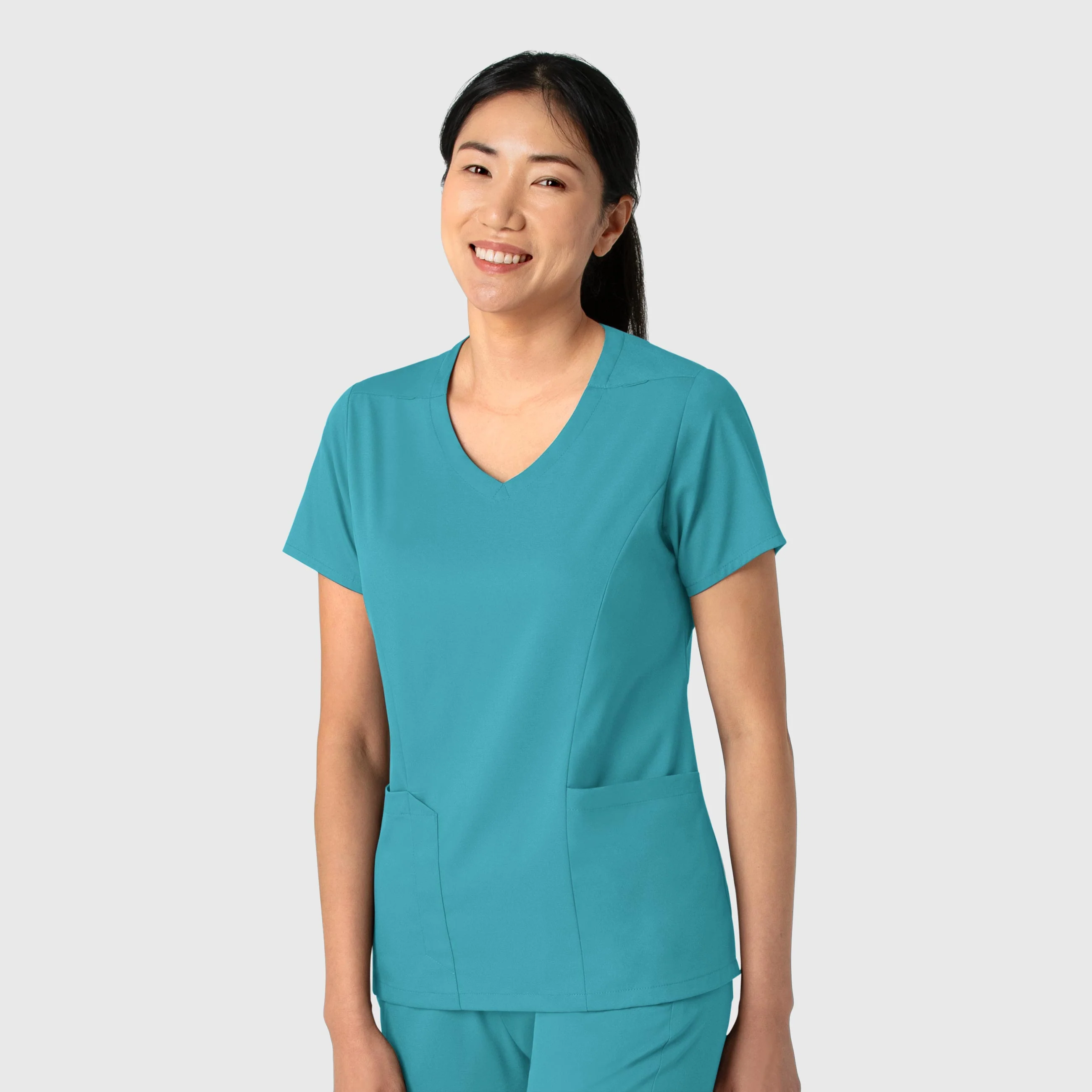 Boundless Women's 2-Pocket V-Neck Scrub Top - Teal - Image 4