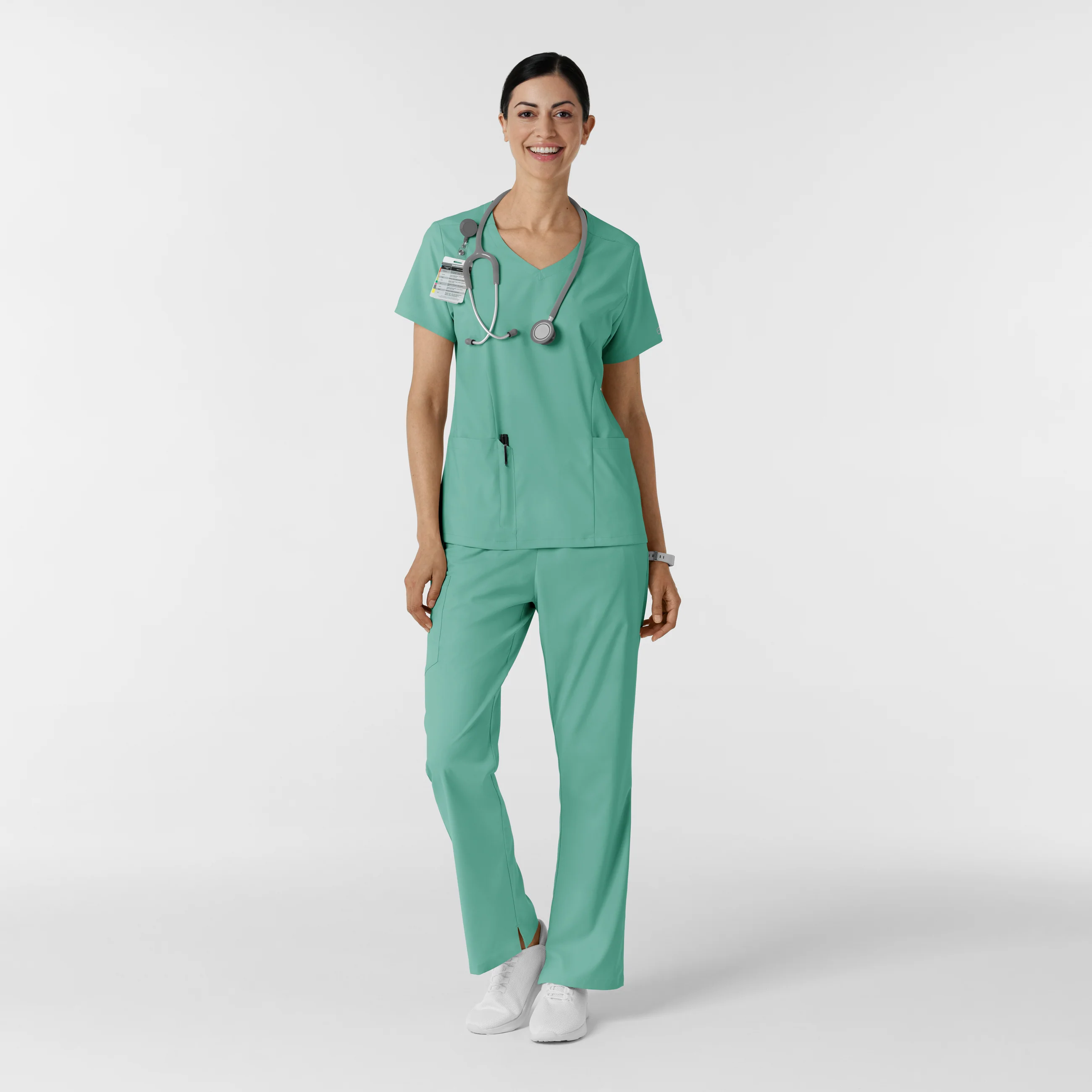 Boundless Women's 2-Pocket V-Neck Scrub Top - Turquoise - Image 3