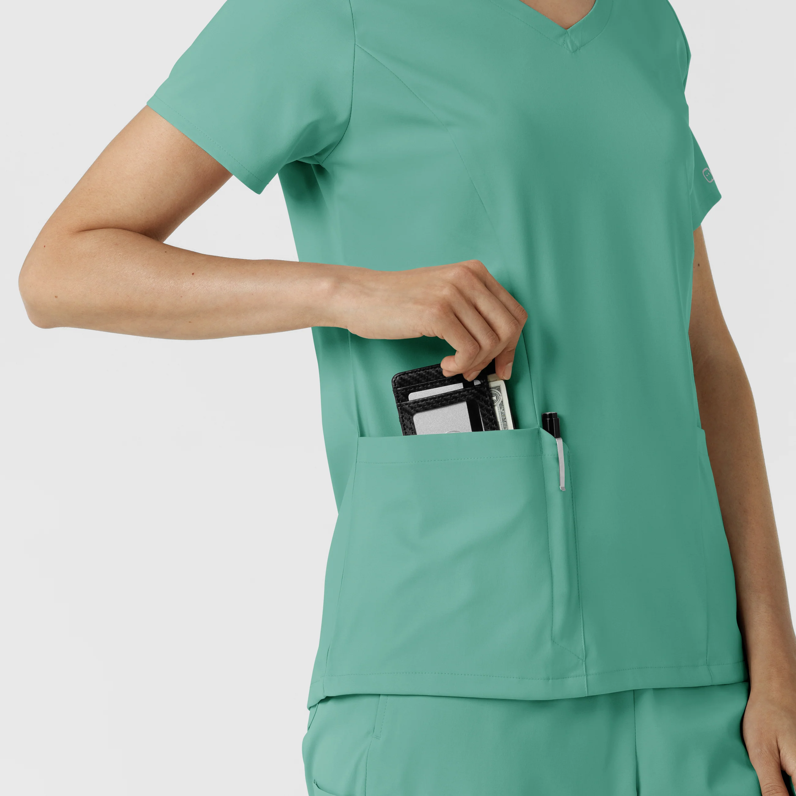 Boundless Women's 2-Pocket V-Neck Scrub Top - Turquoise - Image 8