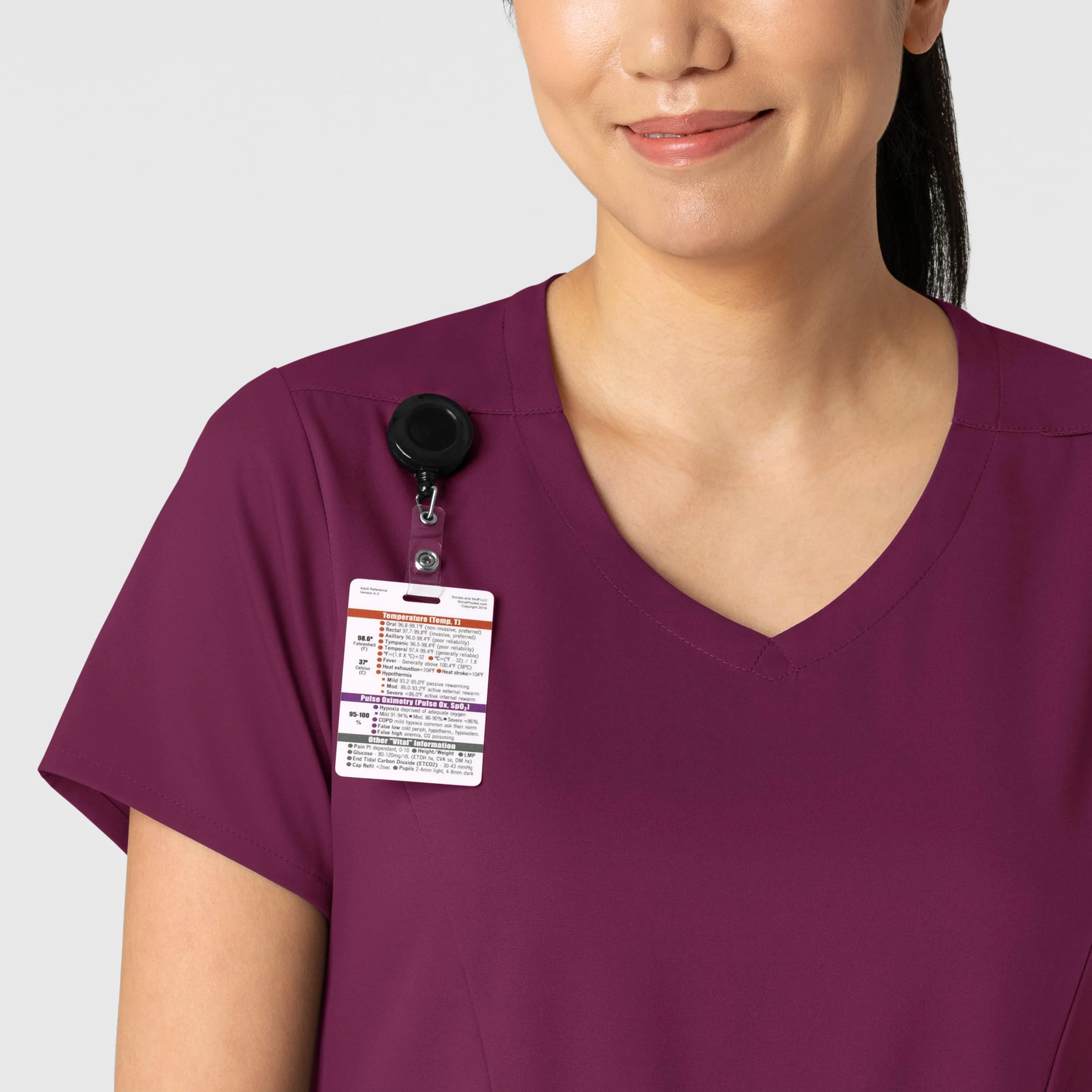 Boundless Women's 2-Pocket V-Neck Scrub Top - Wine - Image 5