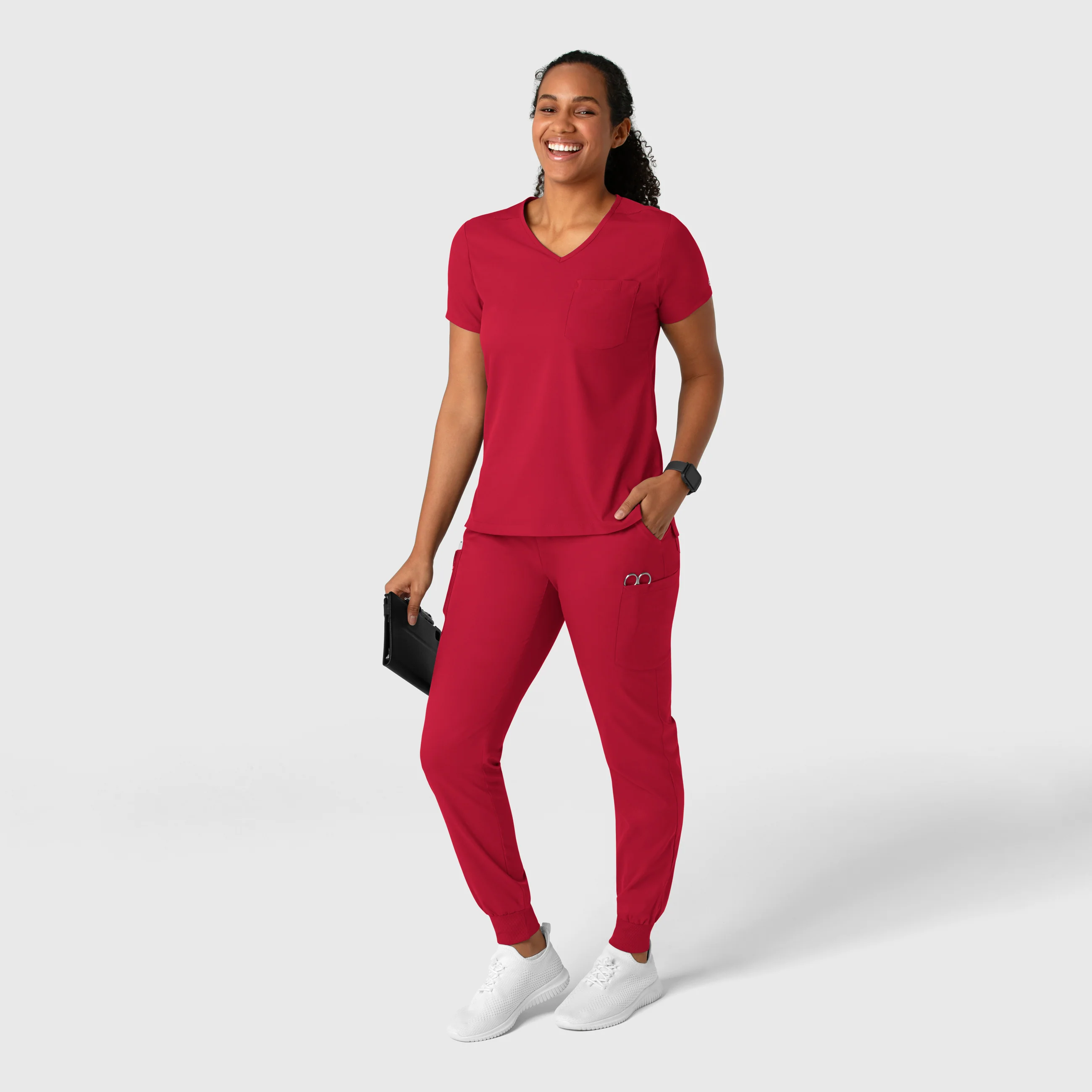 Boundless Women's Jogger Scrub Pant - Red - Image 3