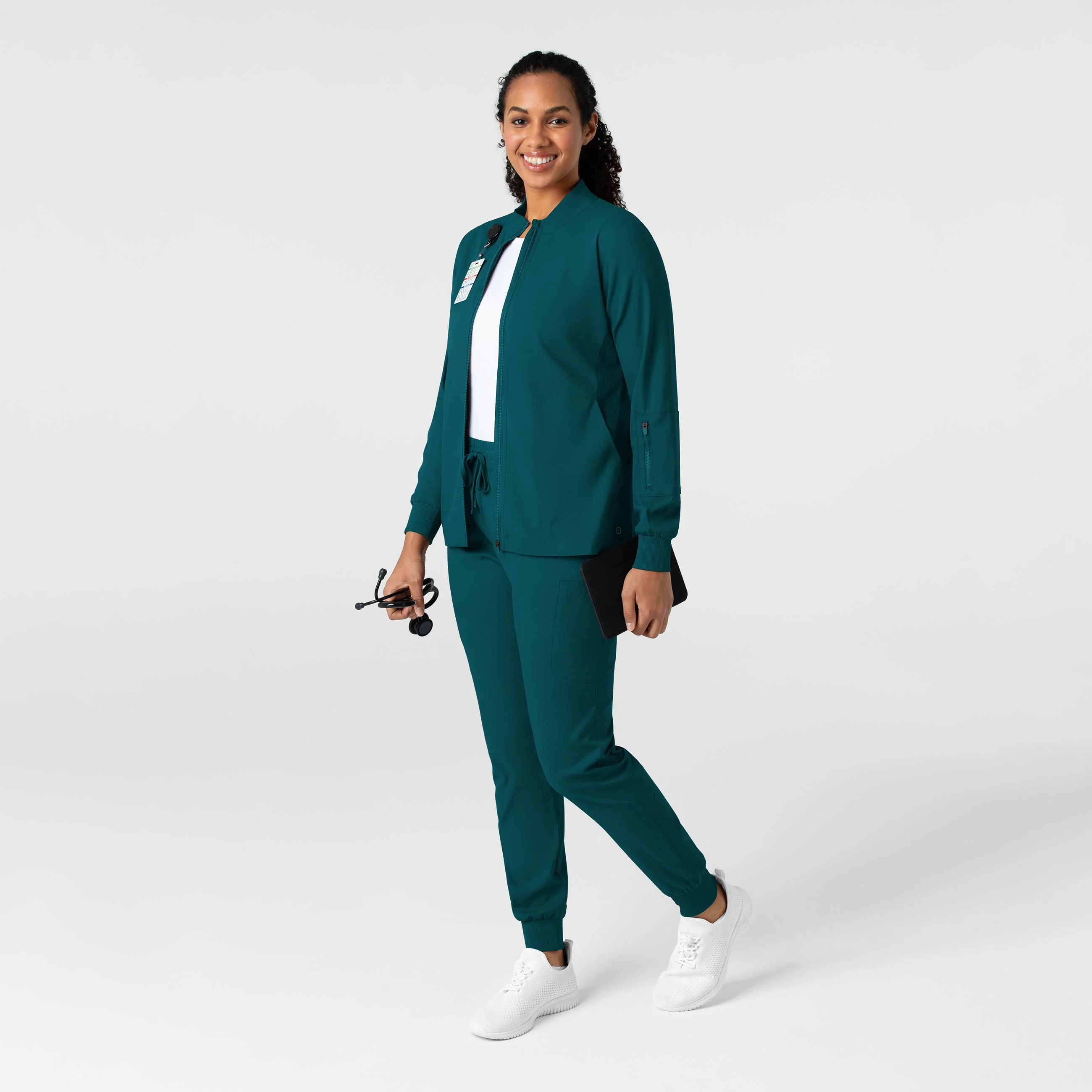 Boundless Women's Warm Up Scrub Jacket - Caribbean - Image 3