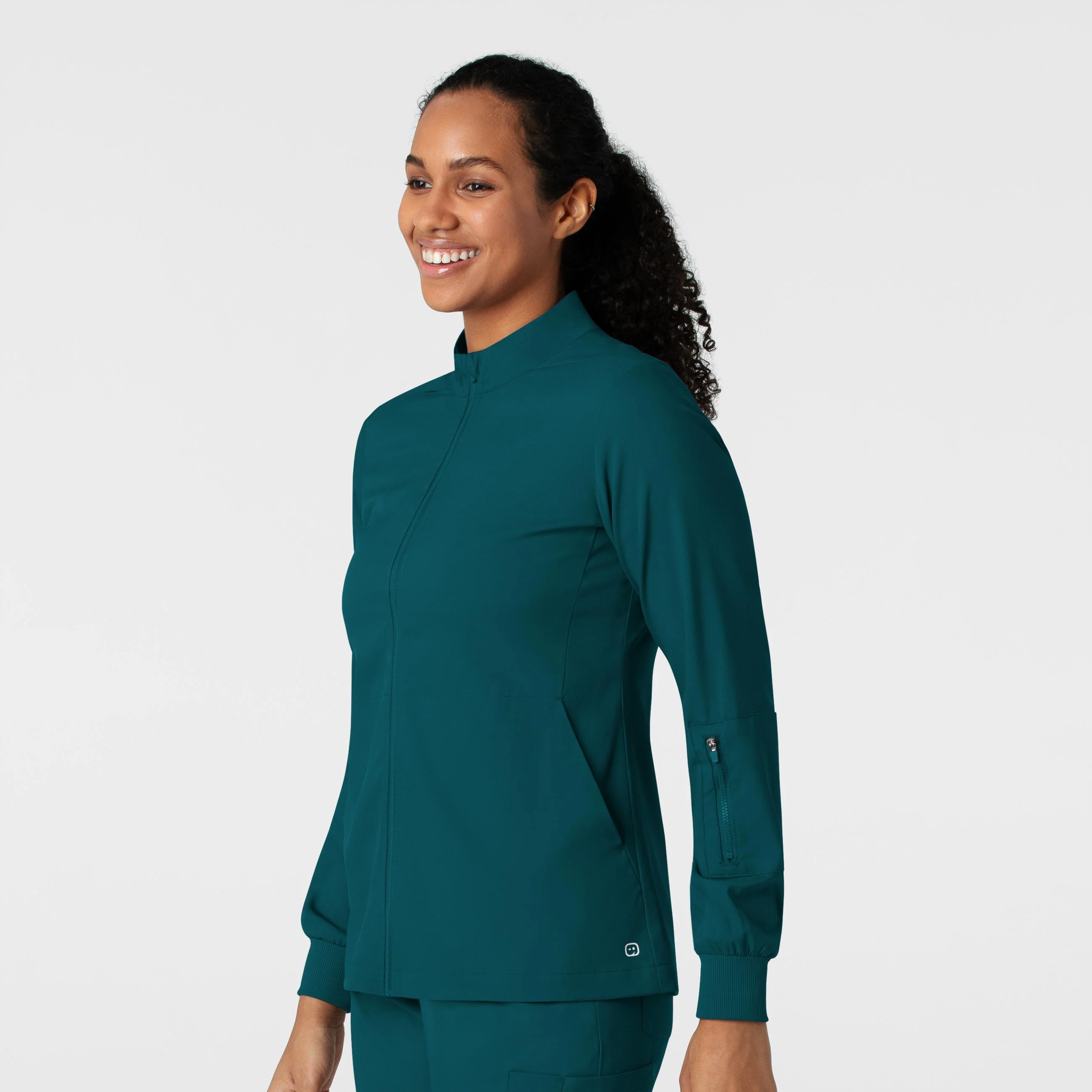 Boundless Women's Warm Up Scrub Jacket - Caribbean - Image 4