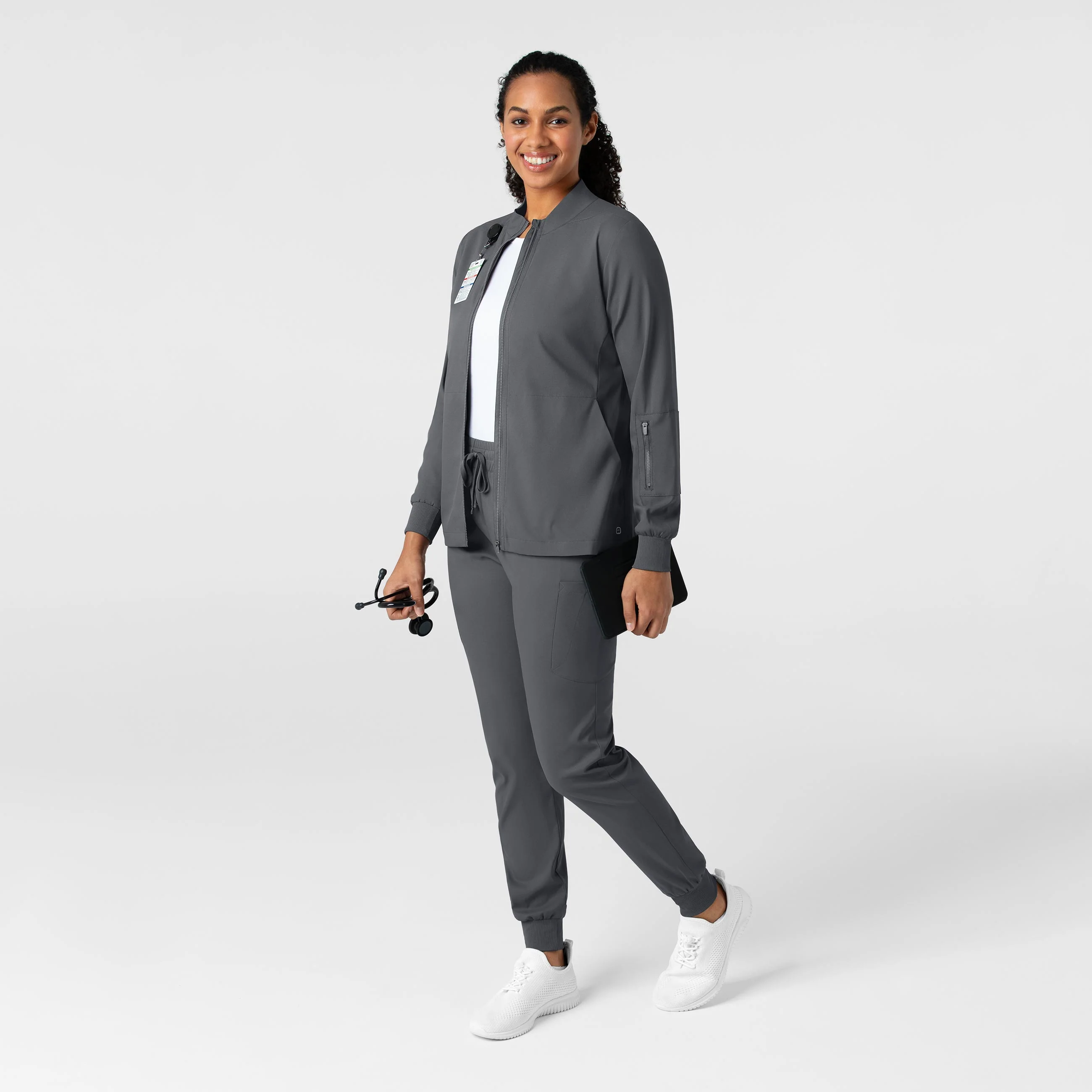 Boundless Women's Warm Up Scrub Jacket - Pewter - Image 3