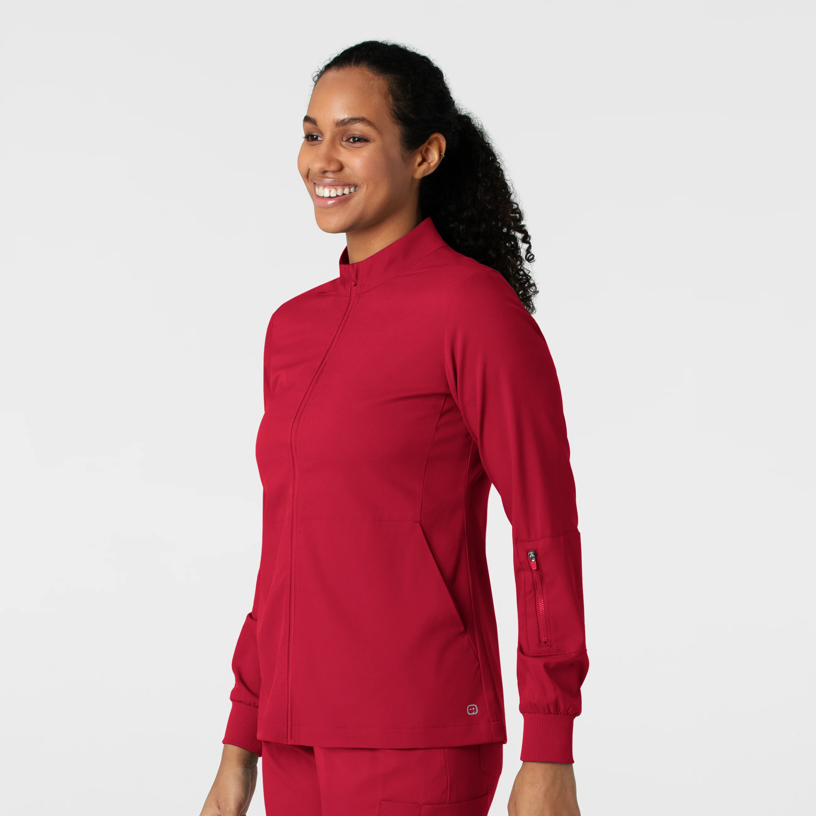 Boundless Women's Warm Up Scrub Jacket - Red - Image 4