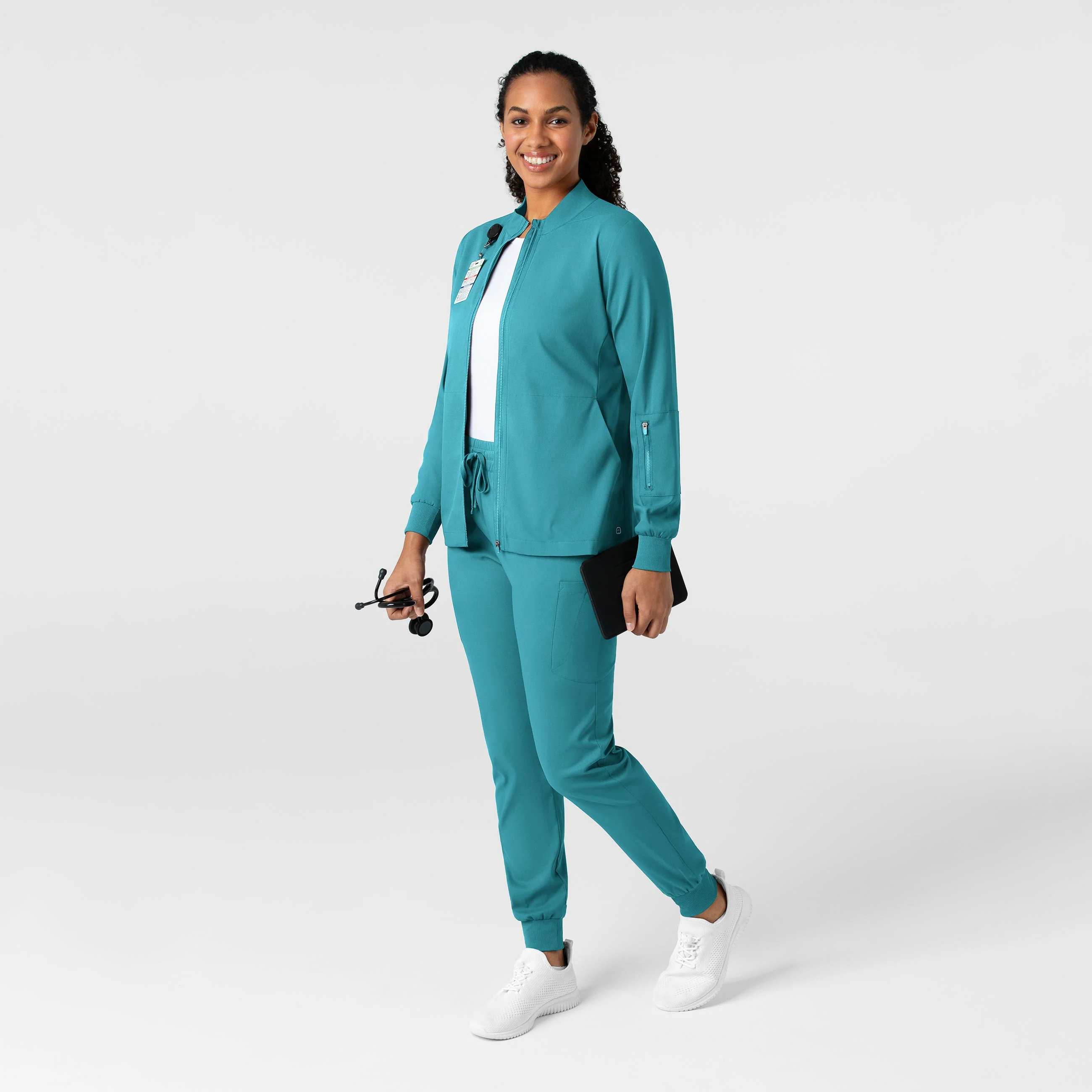Boundless Women's Warm Up Scrub Jacket - Teal - Image 3