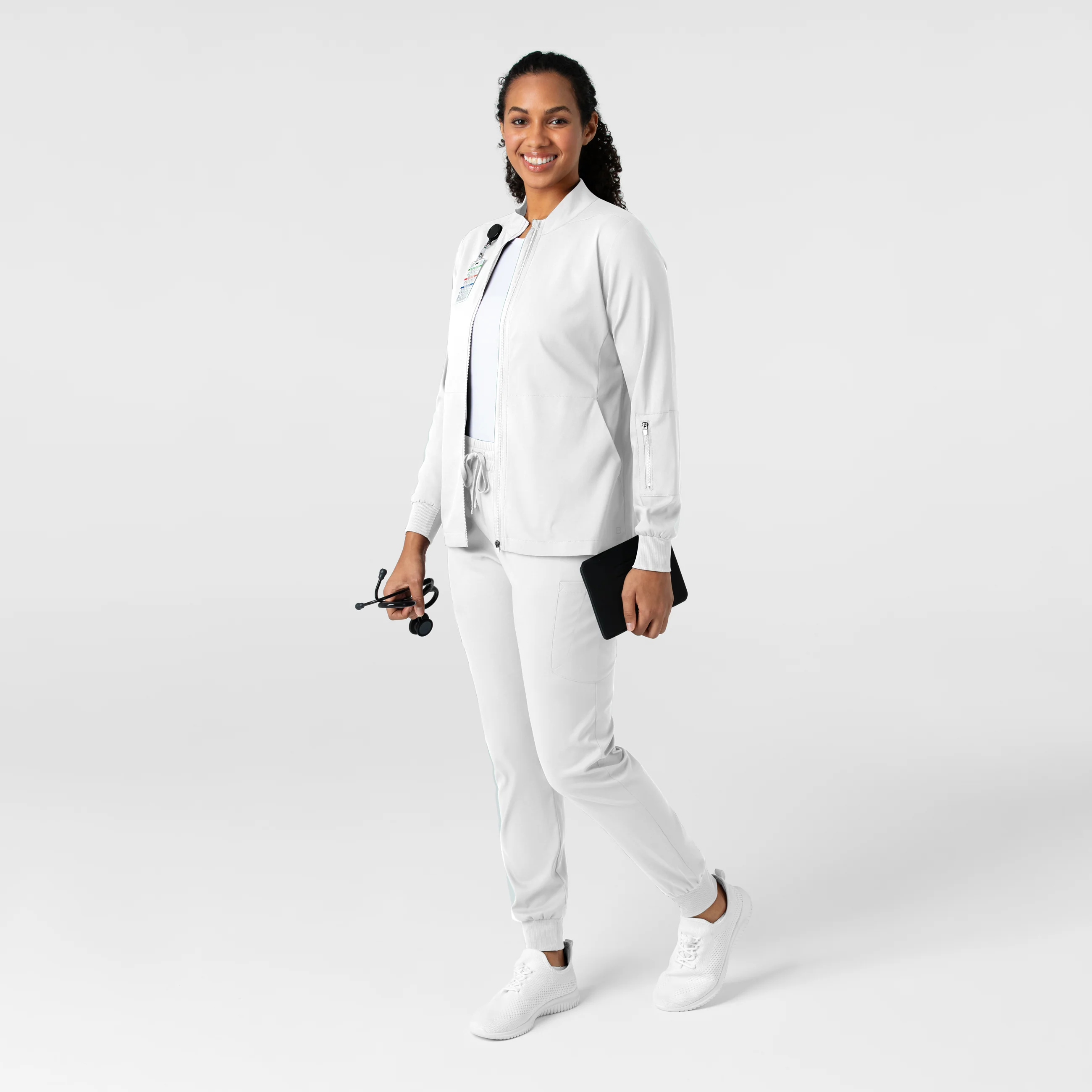 Boundless Women's Warm Up Scrub Jacket - White - Image 3