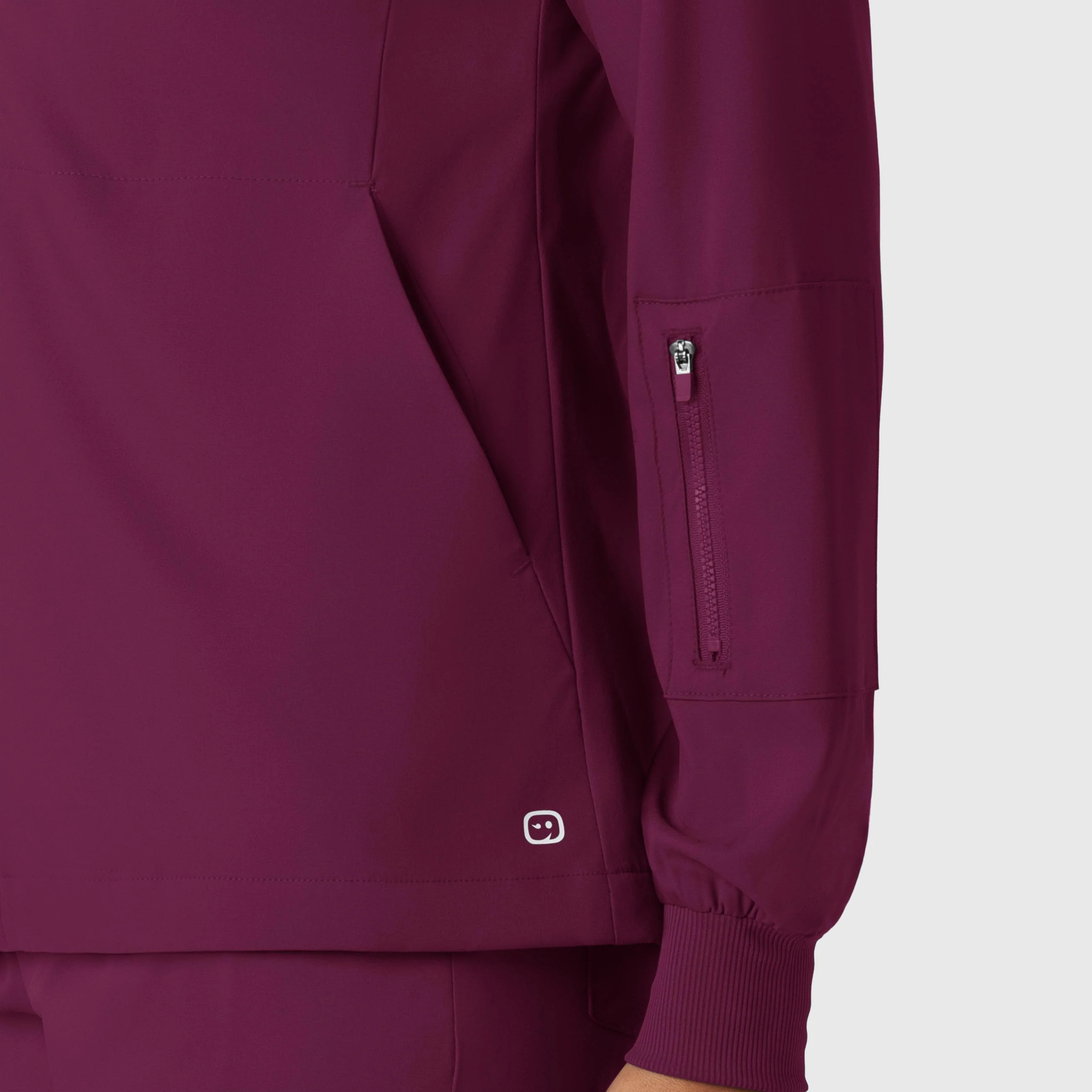 Boundless Women's Warm Up Scrub Jacket - Wine - Image 6