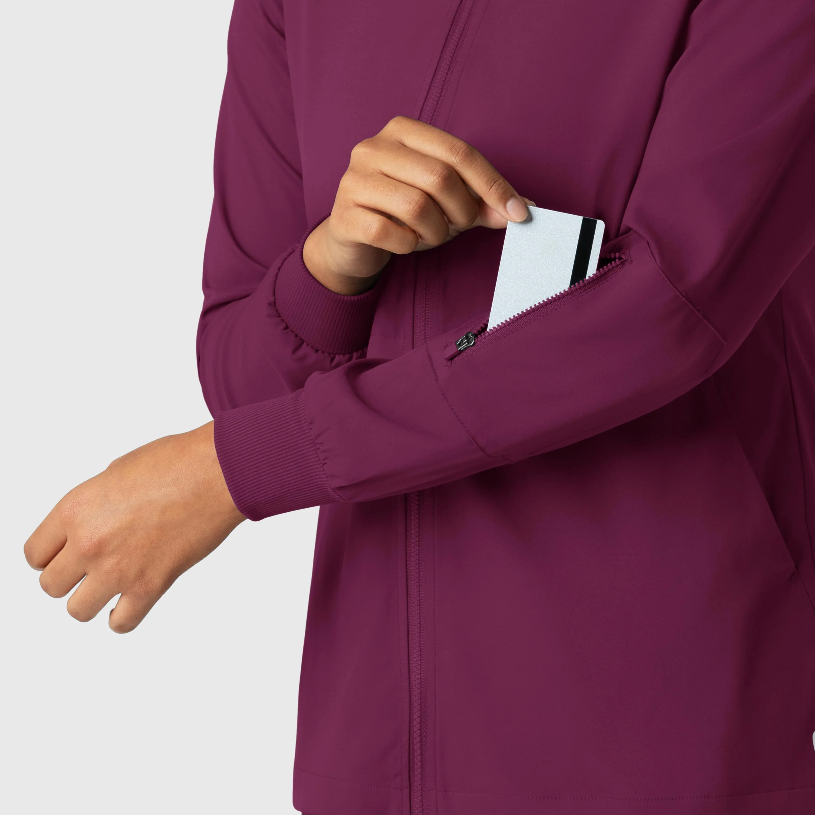 Boundless Women's Warm Up Scrub Jacket - Wine - Image 7