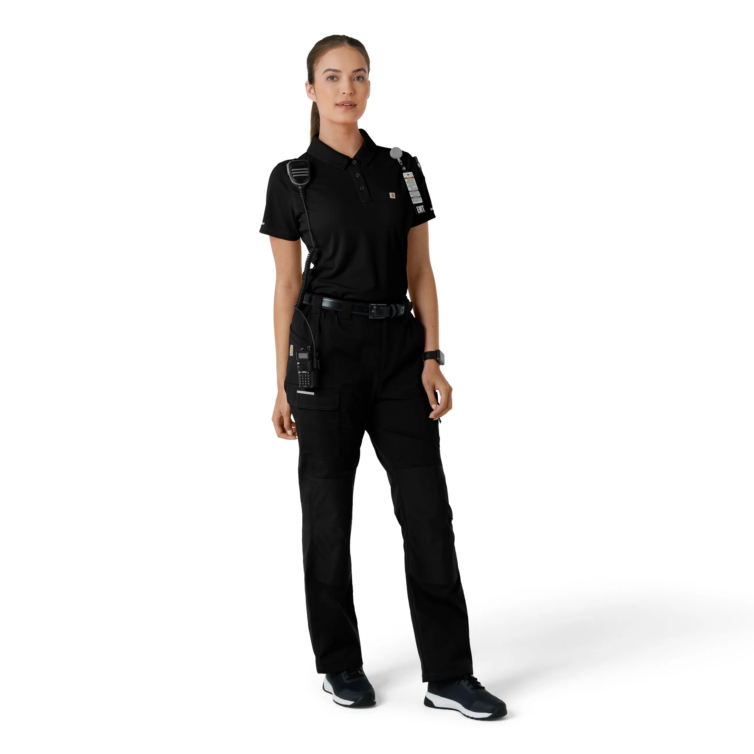 Carhartt Rugged Flex RSCU Women's Lightweight Short Sleeve Polo Scrub Top - Black - Image 3