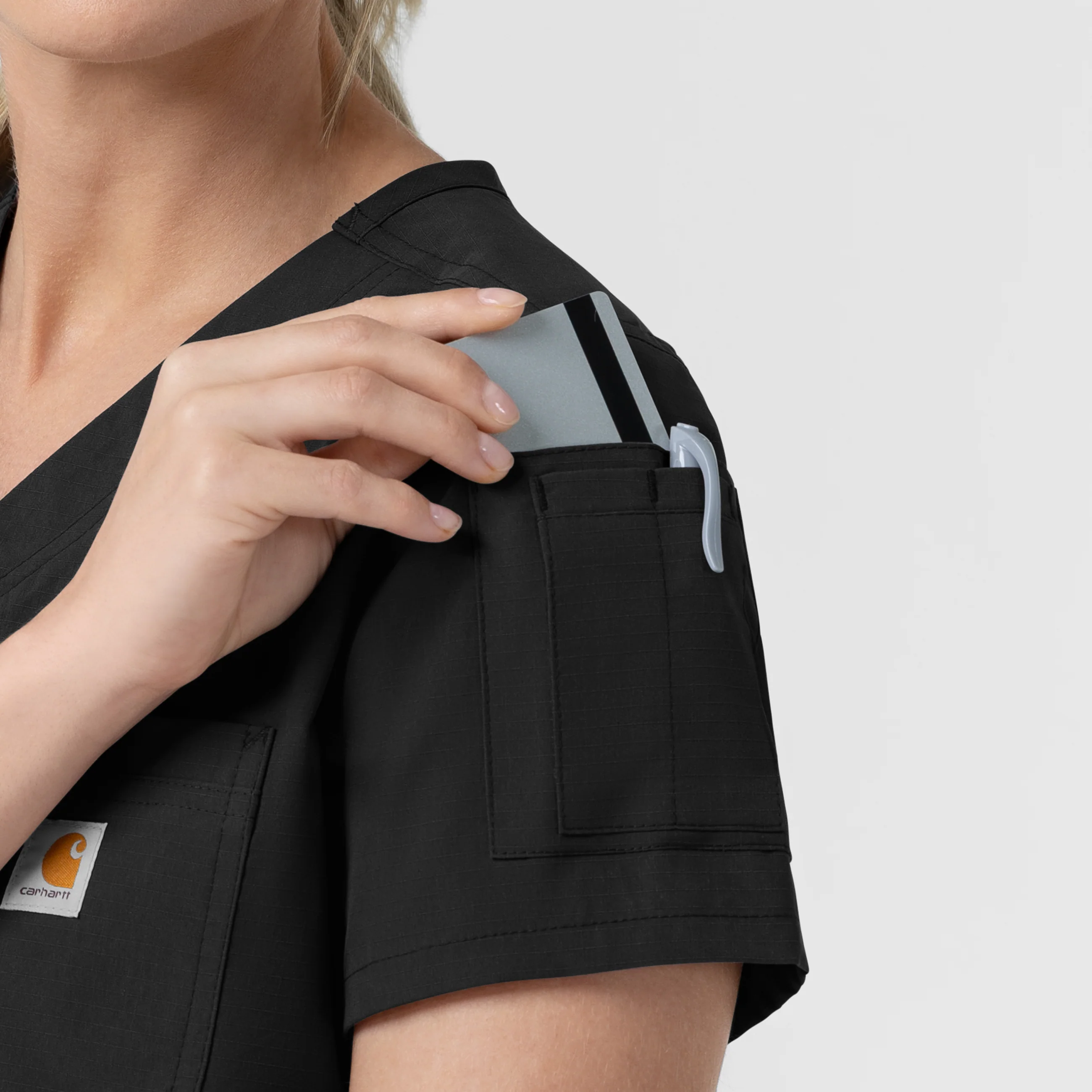 Carhartt Rugged Flex FLD Women's Tuck-in Scrub Top - Black - Image 5