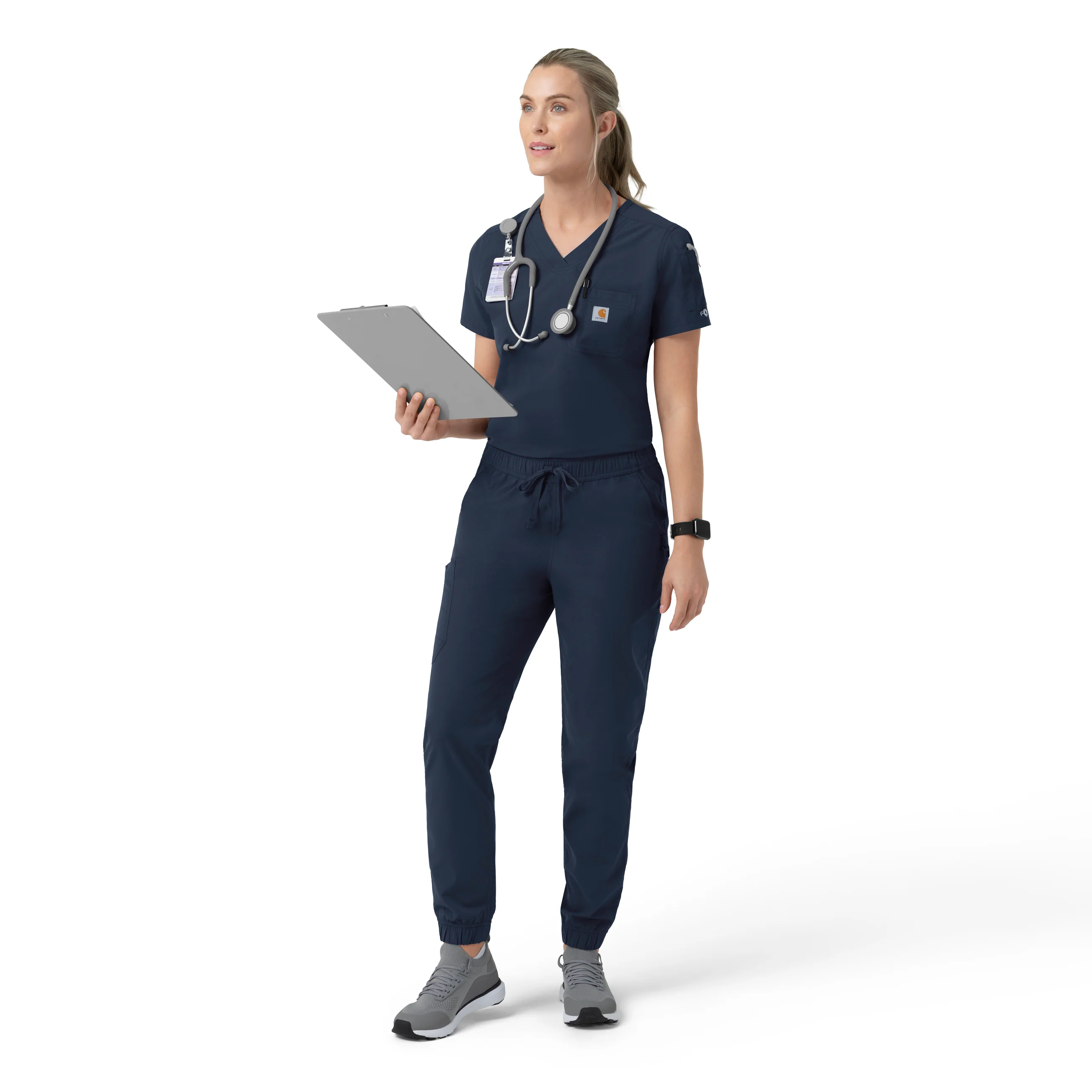 Carhartt Rugged Flex FLD Women's Tuck-in Scrub Top - Navy - Image 3
