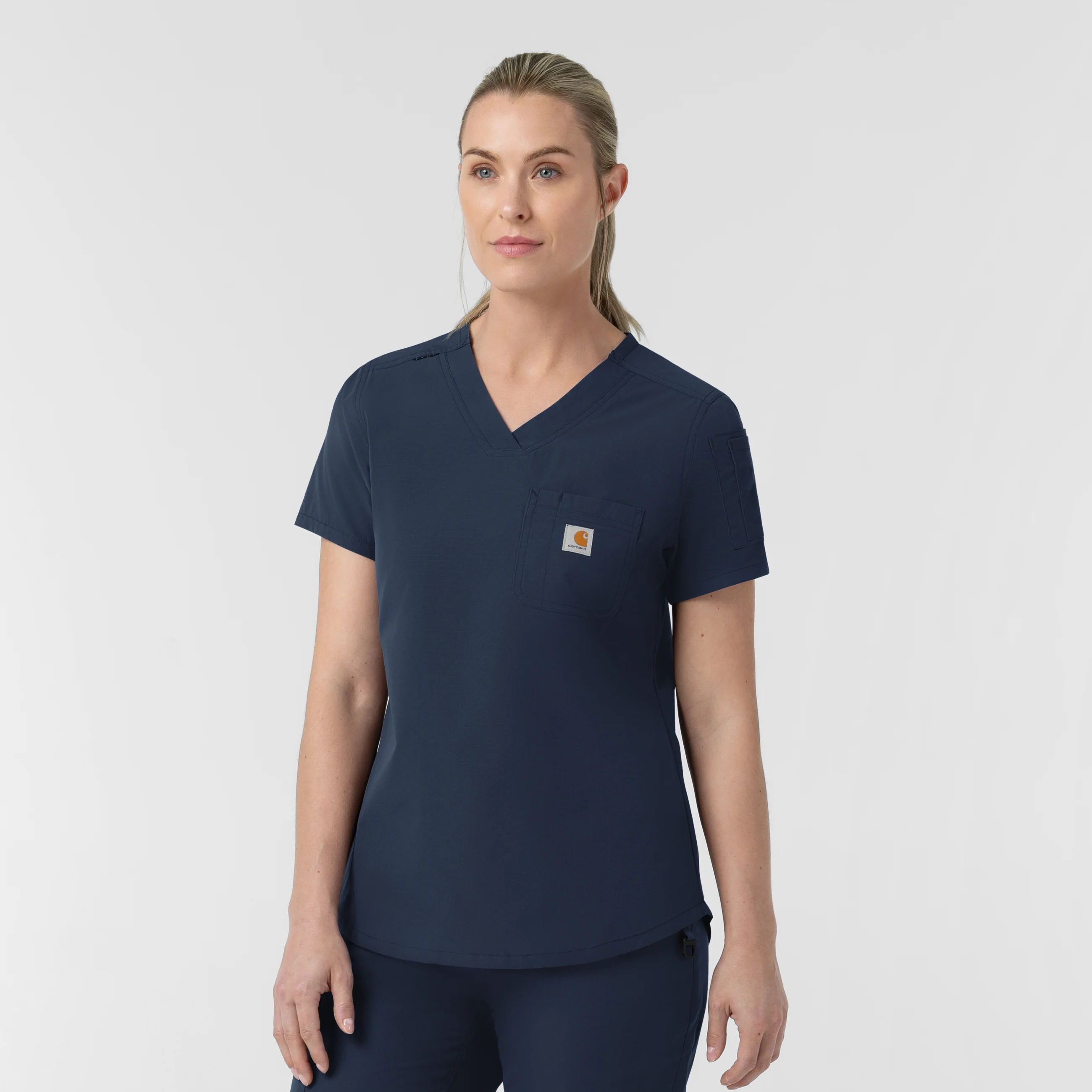 Carhartt Rugged Flex FLD Women's Tuck-in Scrub Top - Navy - Image 4