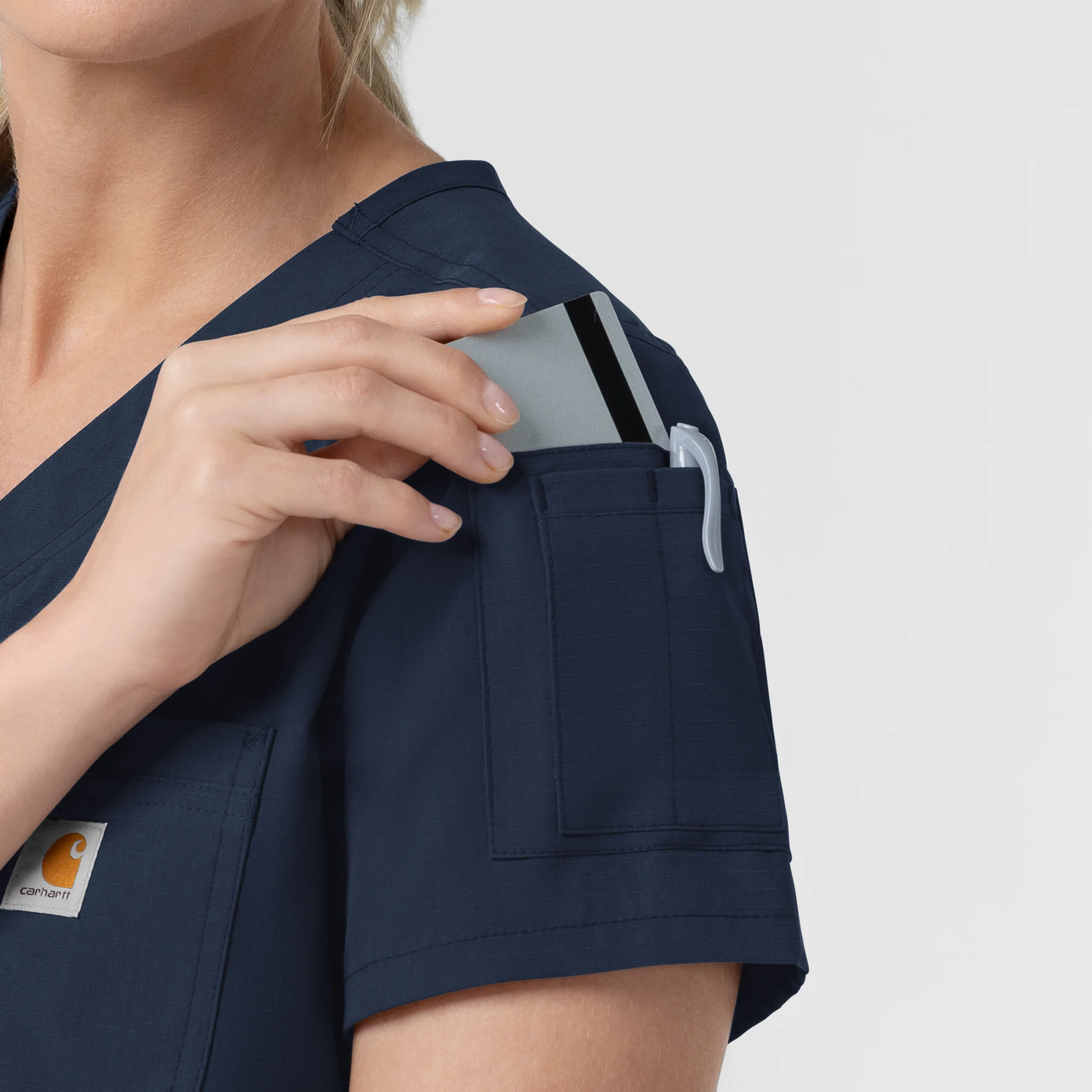 Carhartt Rugged Flex FLD Women's Tuck-in Scrub Top - Navy - Image 5