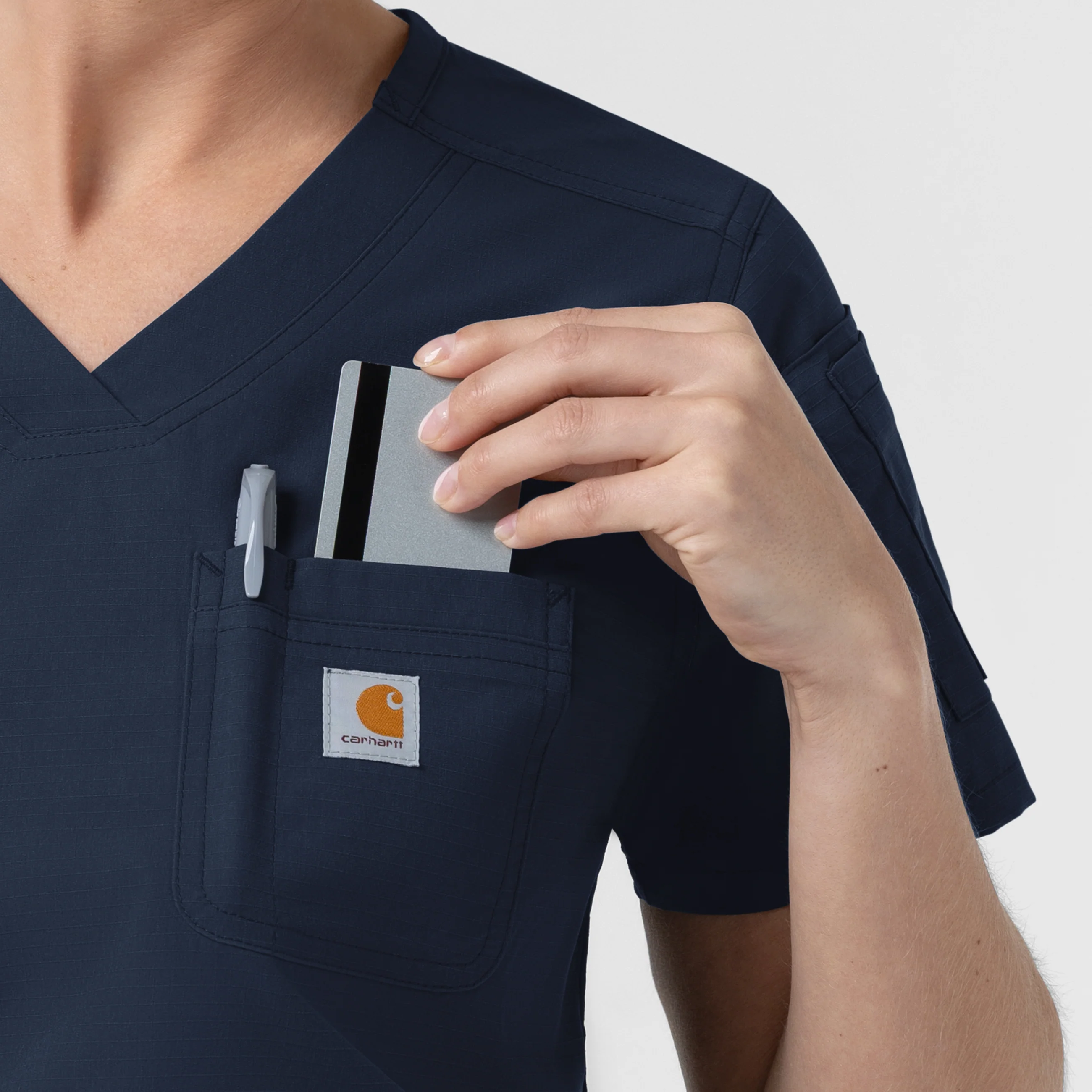 Carhartt Rugged Flex FLD Women's Tuck-in Scrub Top - Navy - Image 6