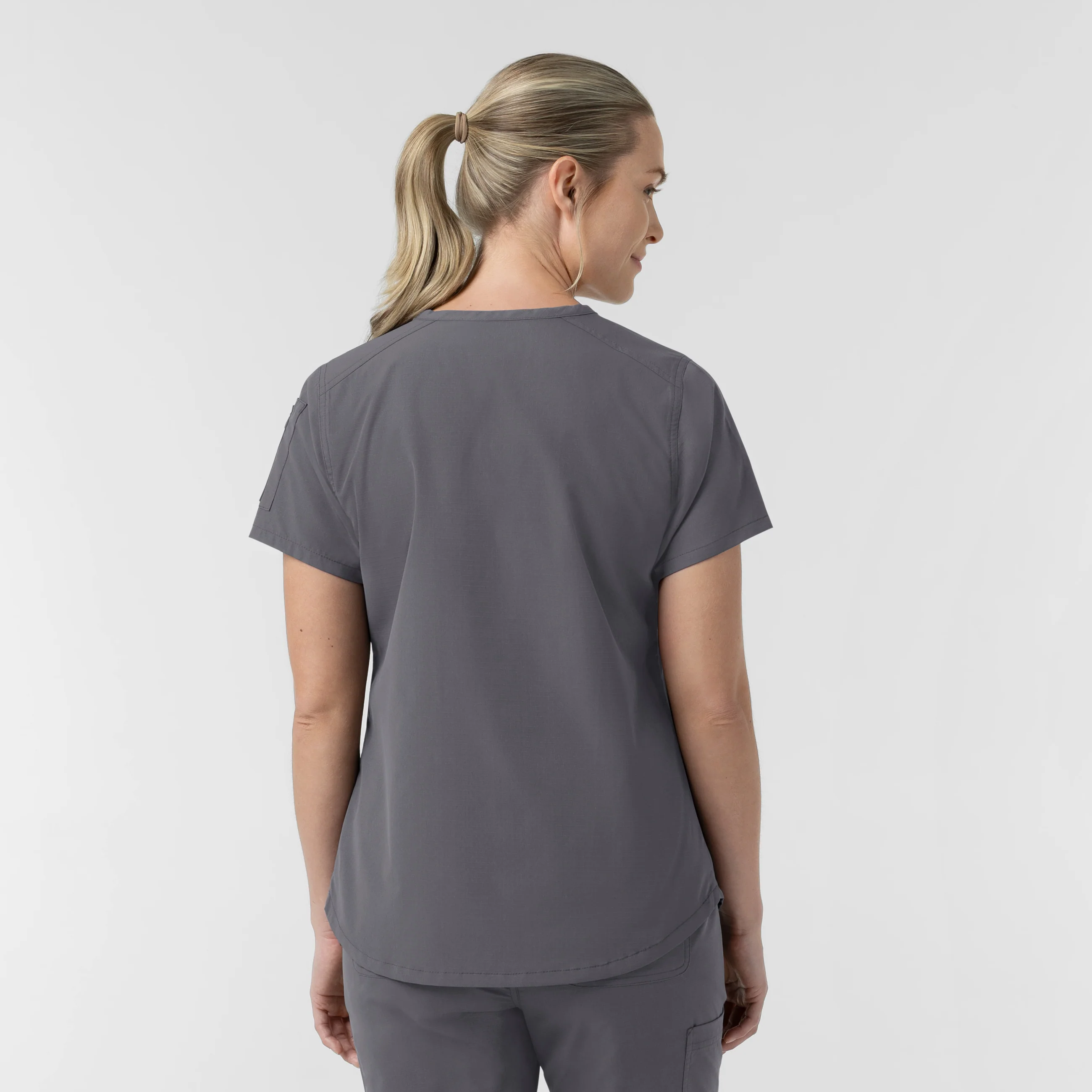 Carhartt Rugged Flex FLD Women's Tuck-in Scrub Top - Pewter - Image 2