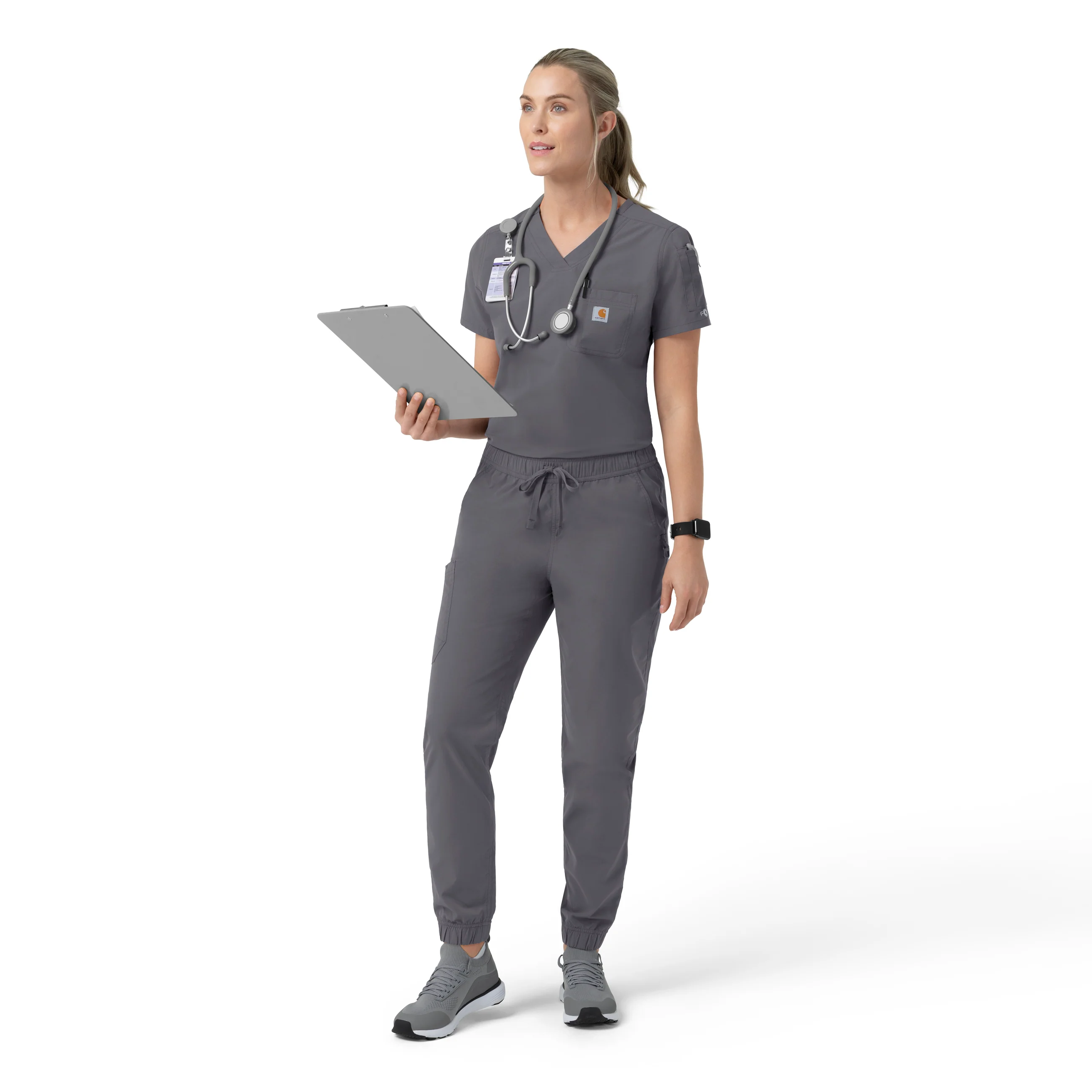 Carhartt Rugged Flex FLD Women's Ripstop Jogger Scrub Pant - Pewter - Image 3