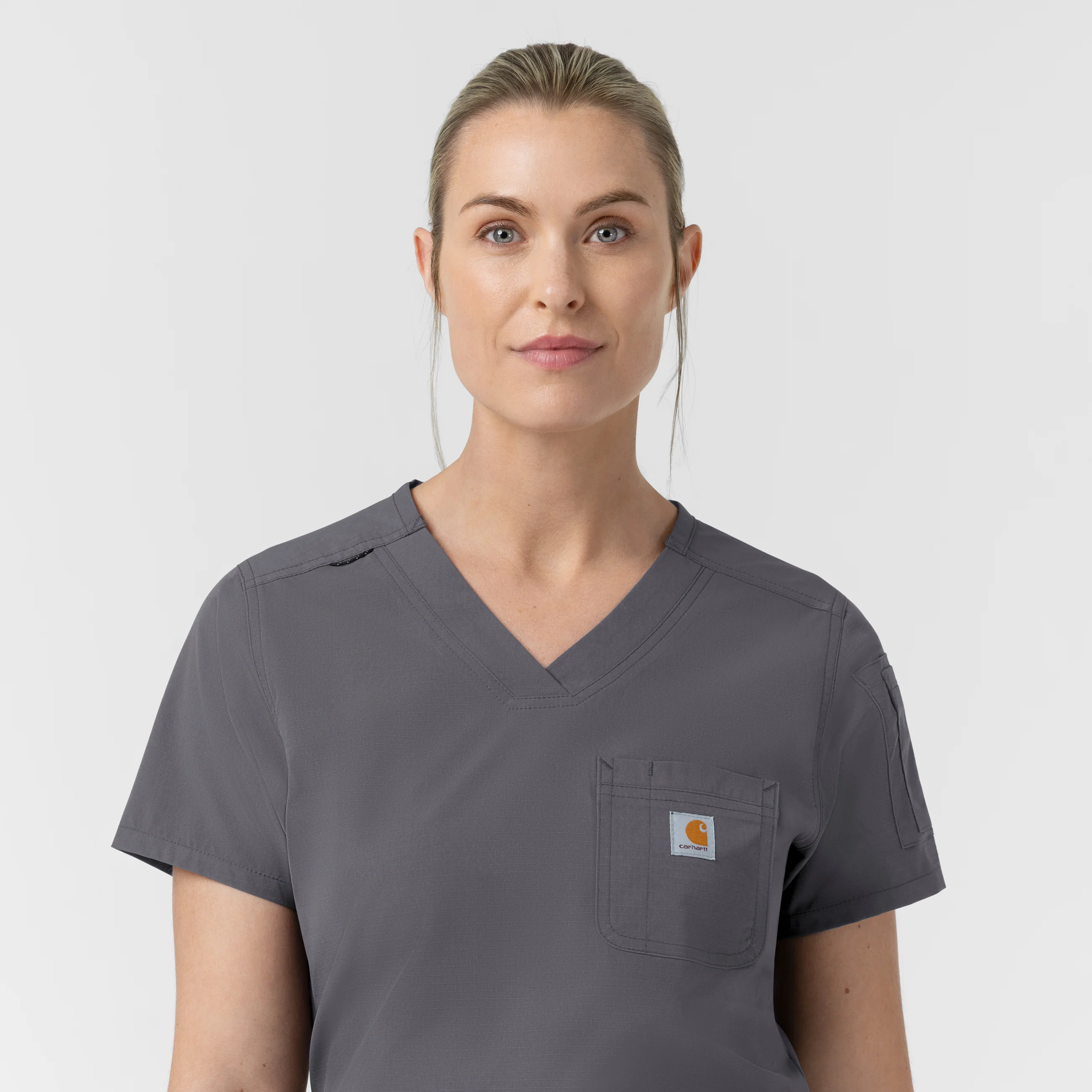 Carhartt Rugged Flex FLD Women's Tuck-in Scrub Top - Pewter - Image 8