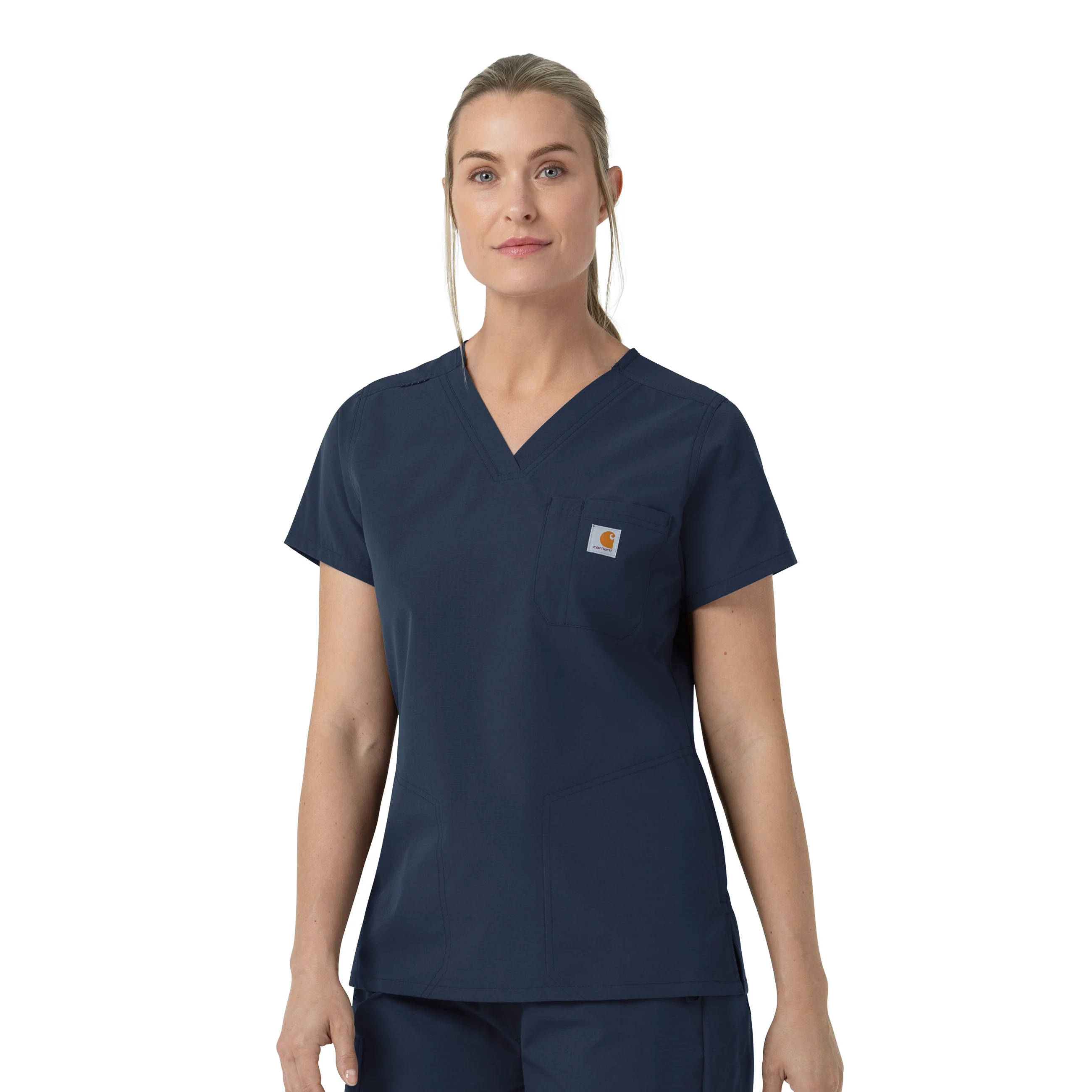 Carhartt Rugged Flex FLD Women's V-Neck Scrub Top - Navy - Image 4