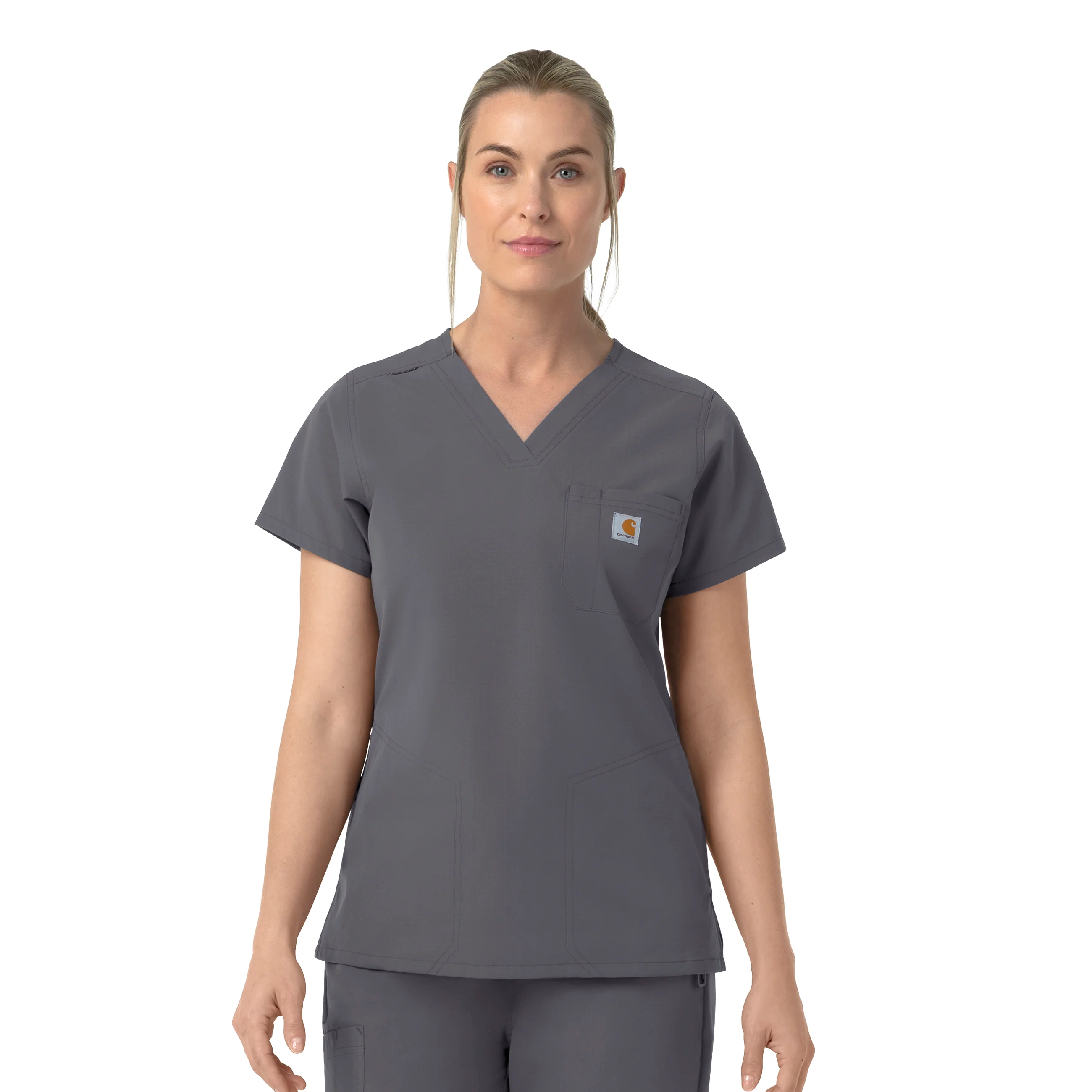 Carhartt Rugged Flex FLD Women's V-Neck Scrub Top - Pewter