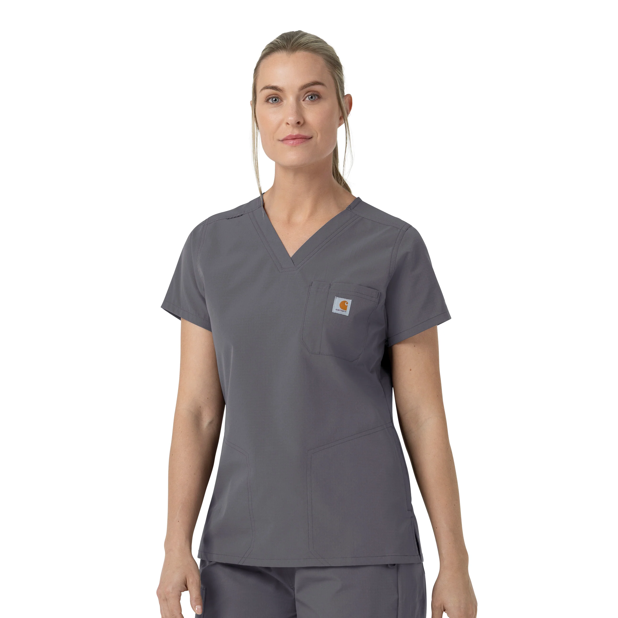 Carhartt Rugged Flex FLD Women's V-Neck Scrub Top - Pewter - Image 4