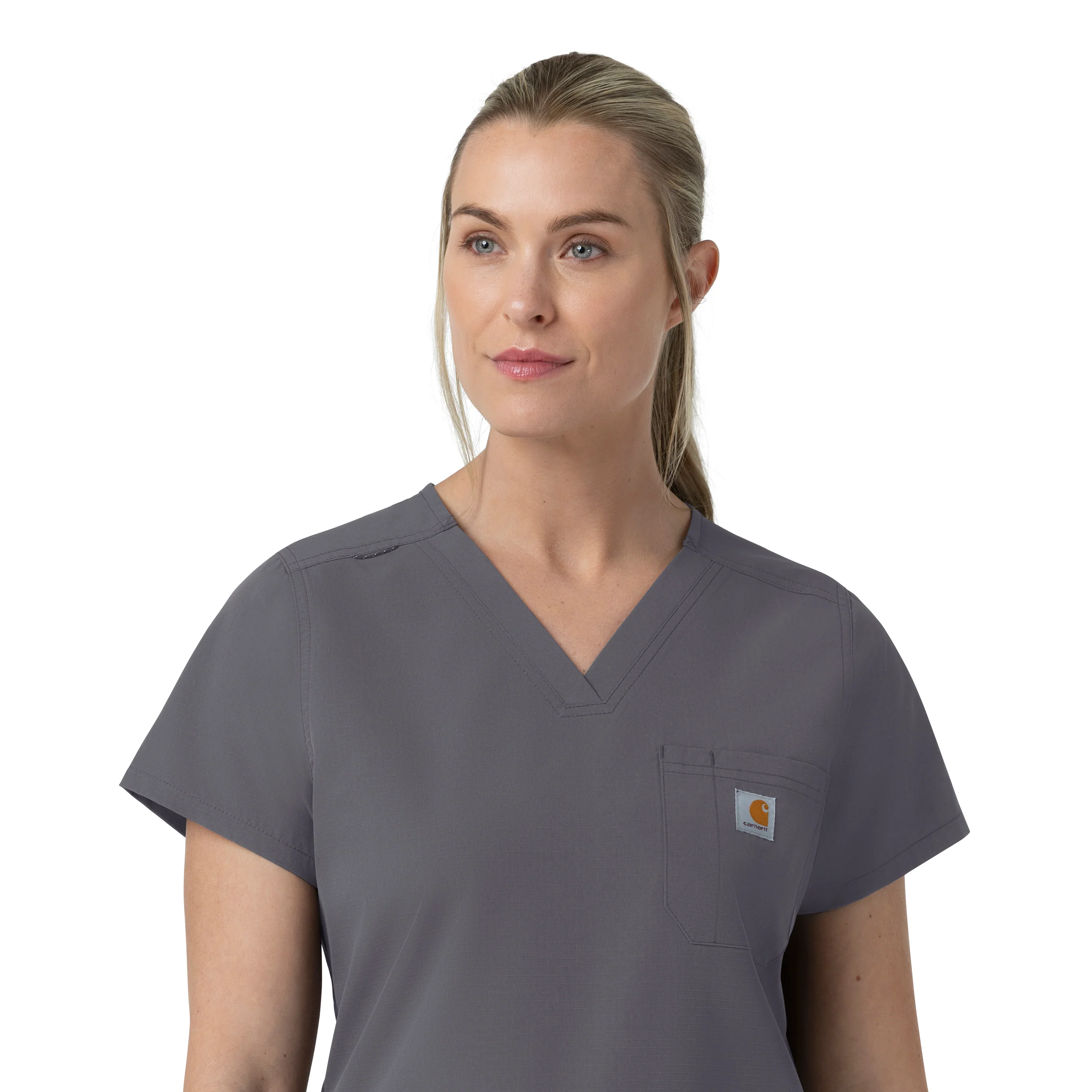 Carhartt Rugged Flex FLD Women's V-Neck Scrub Top - Pewter - Image 9