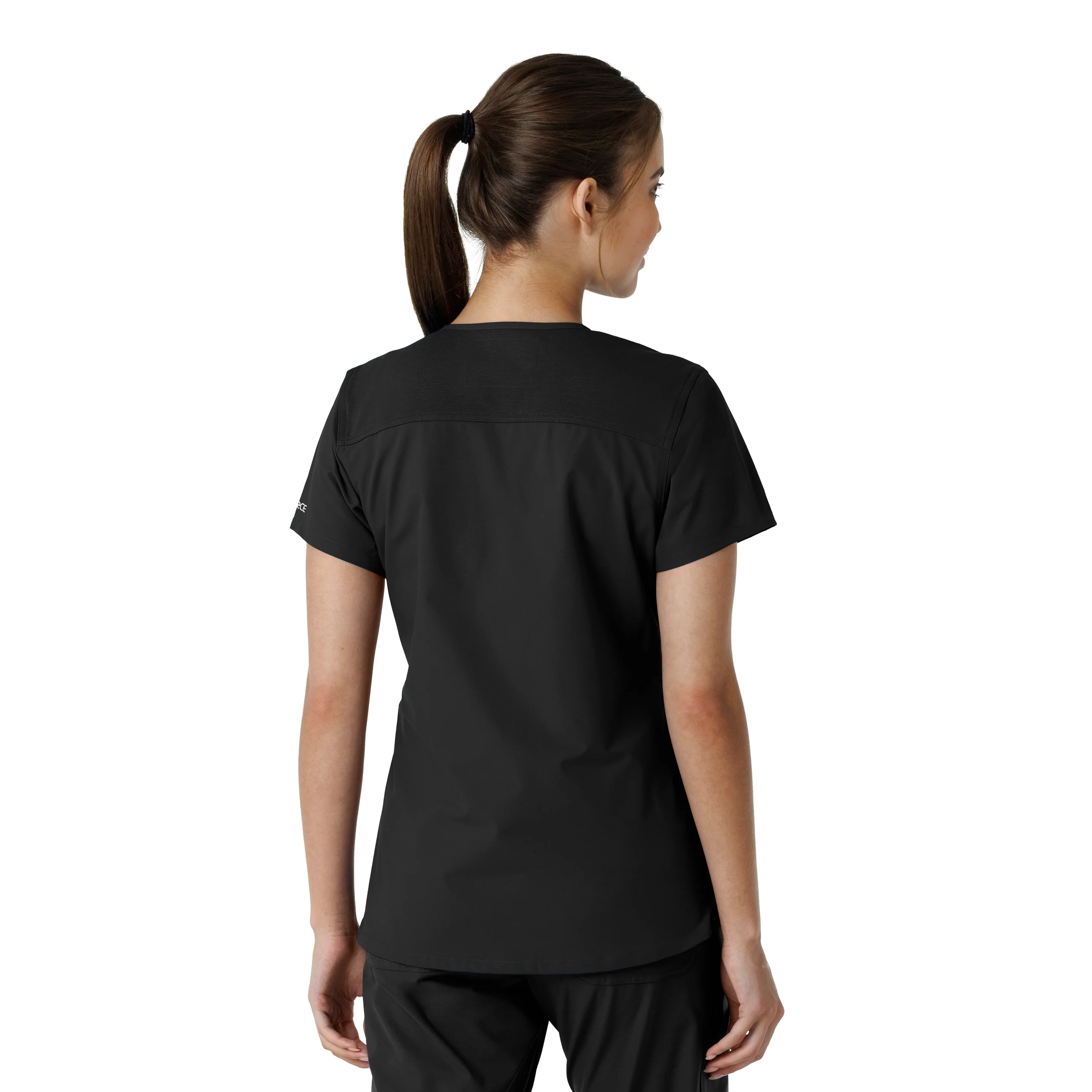 Carhartt Force Essentials Women's V-Neck Knit Panel Scrub Top - Black - Image 2