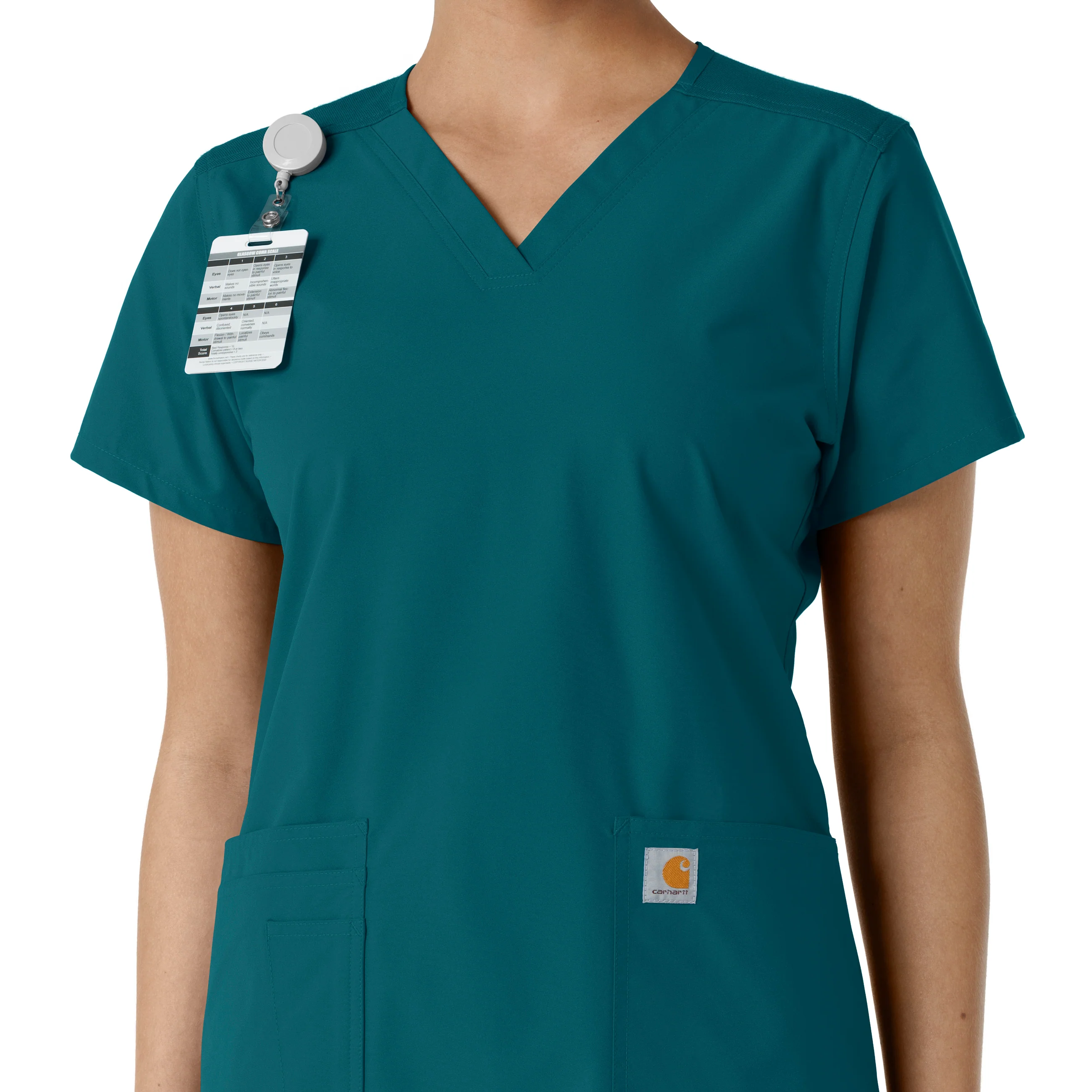 Carhartt Force Essentials Women's V-Neck Knit Panel Scrub Top - Caribbean - Image 6