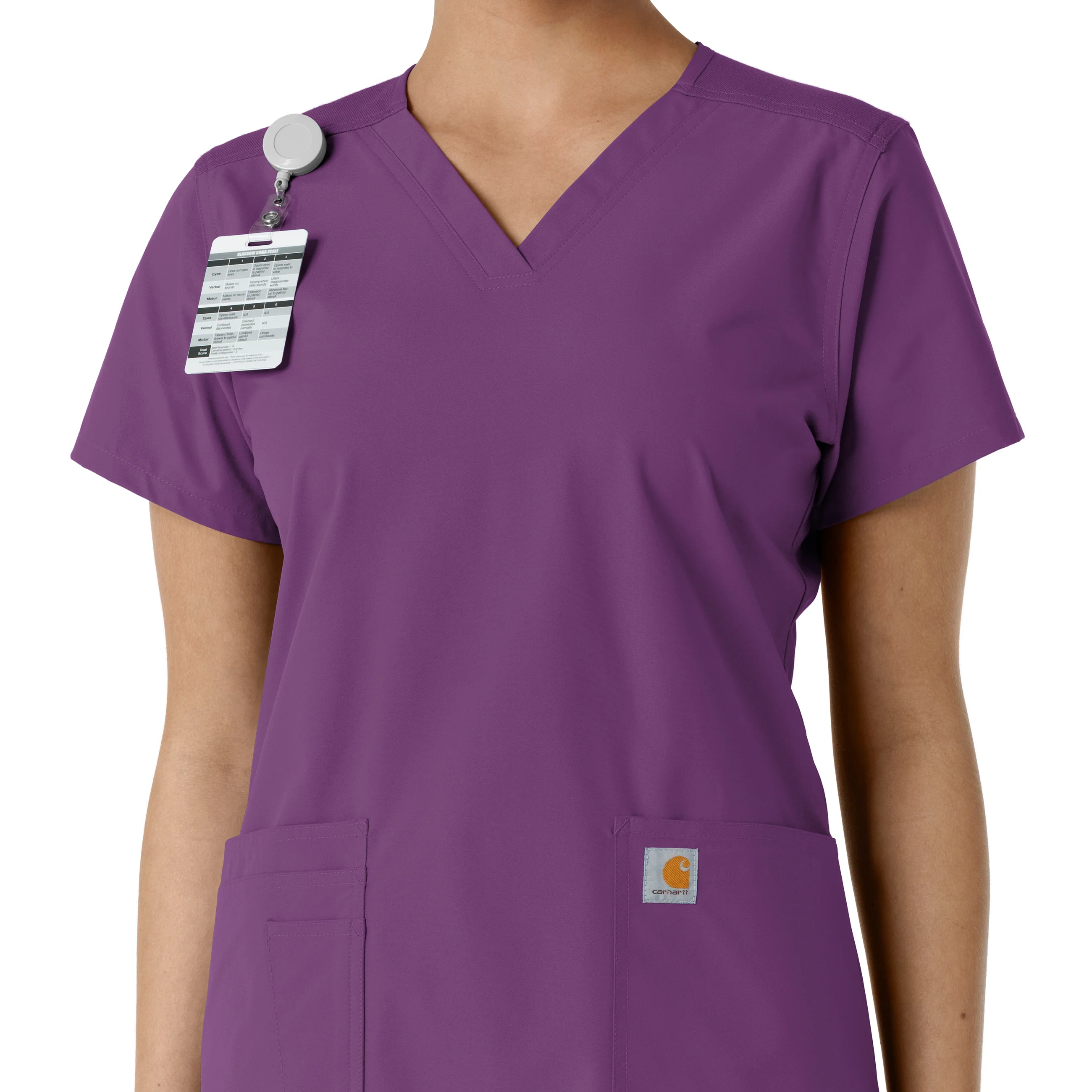 Carhartt Force Essentials Women's V-Neck Knit Panel Scrub Top - Eggplant - Image 6