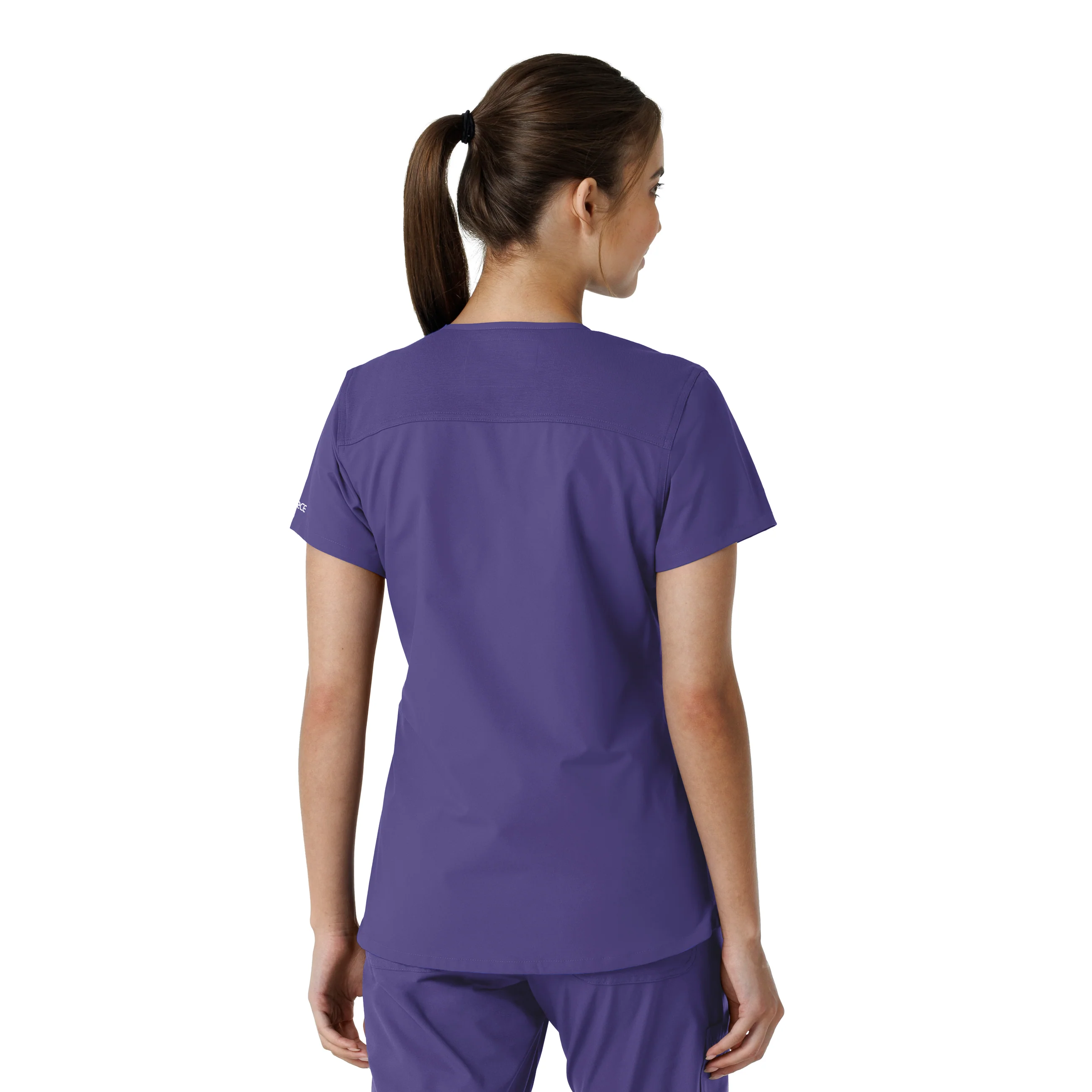 Carhartt Force Essentials Women's V-Neck Knit Panel Scrub Top - Grape - Image 2