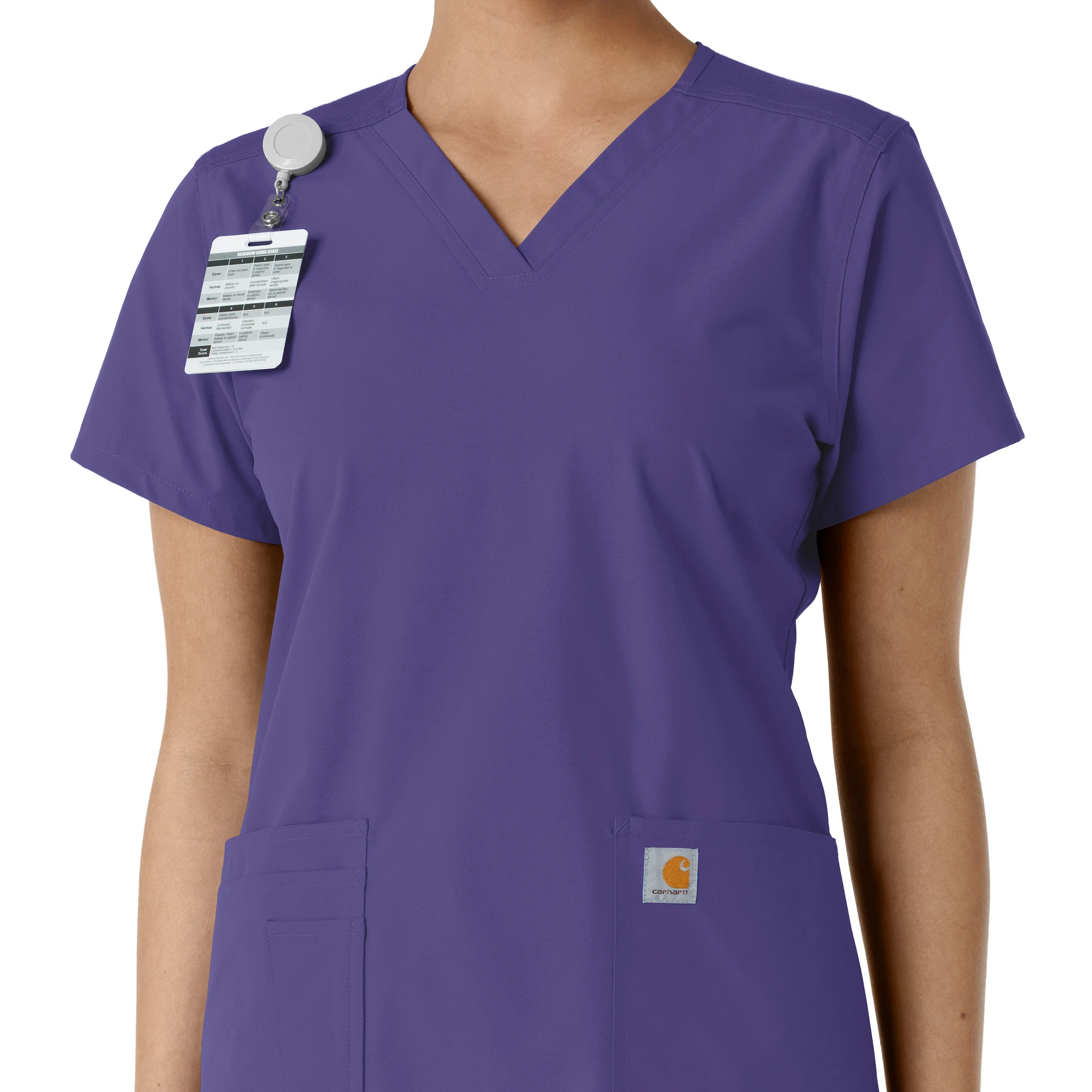 Carhartt Force Essentials Women's V-Neck Knit Panel Scrub Top - Grape - Image 6