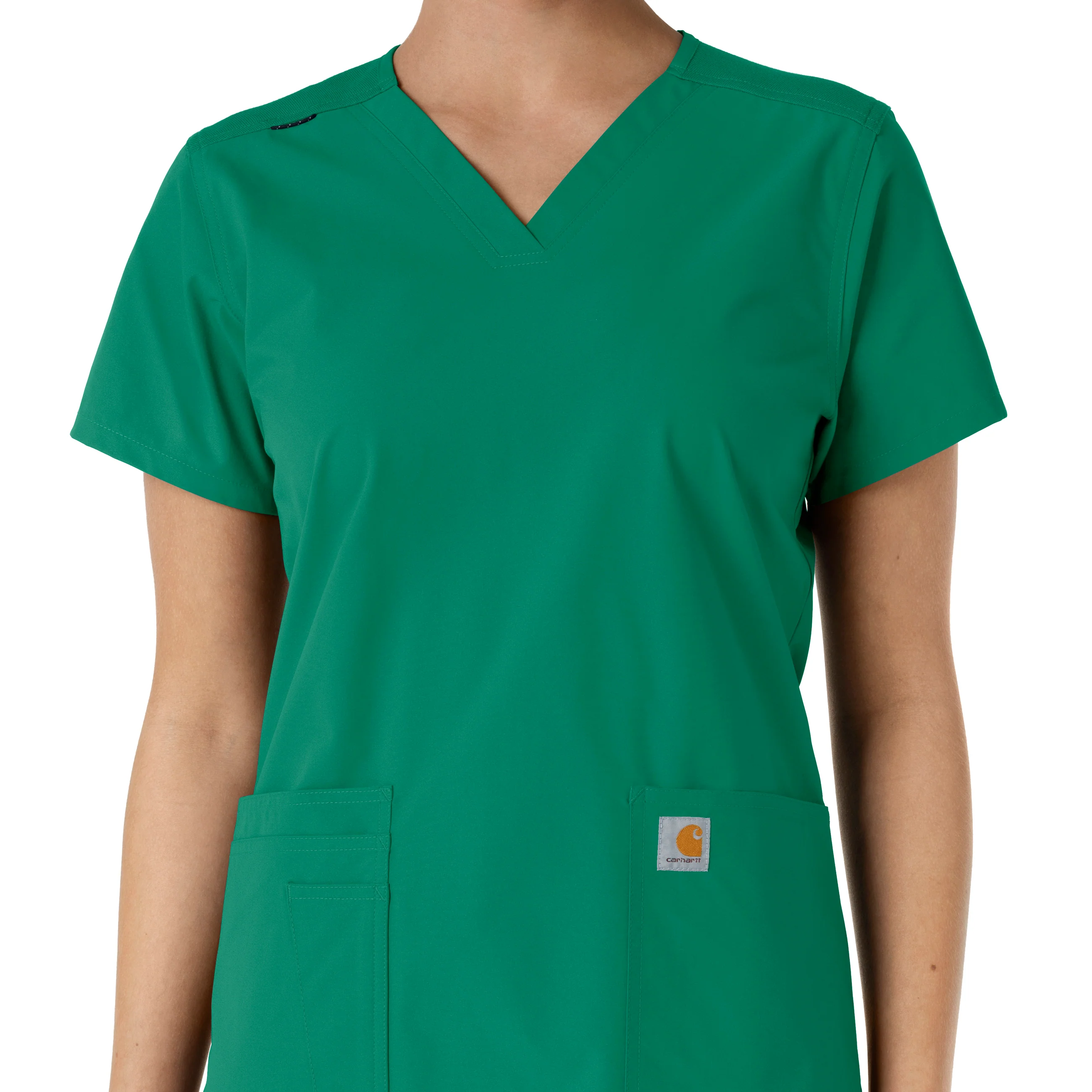 Carhartt Force Essentials Women's V-Neck Knit Panel Scrub Top - Hunter - Image 5