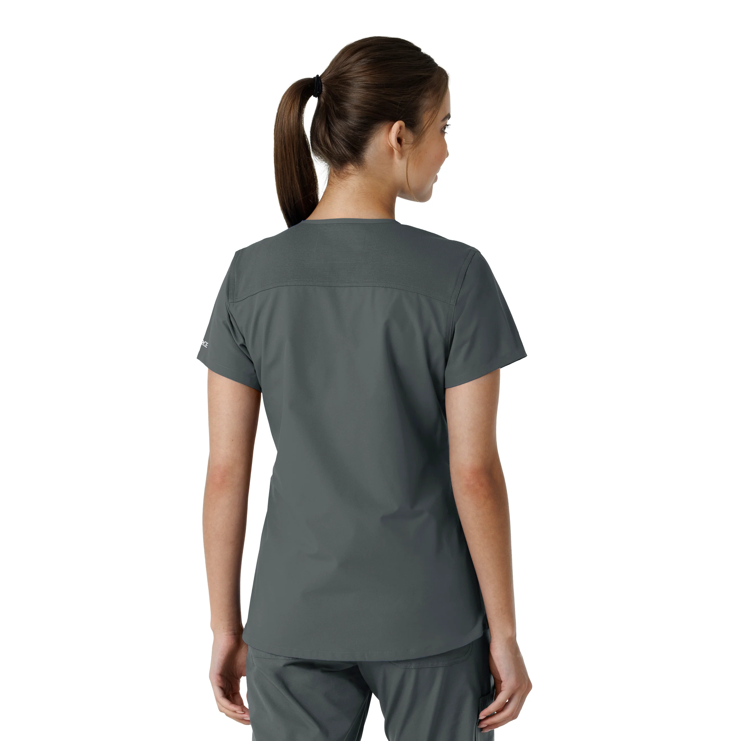 Carhartt Force Essentials Women's V-Neck Knit Panel Scrub Top - Pewter - Image 2