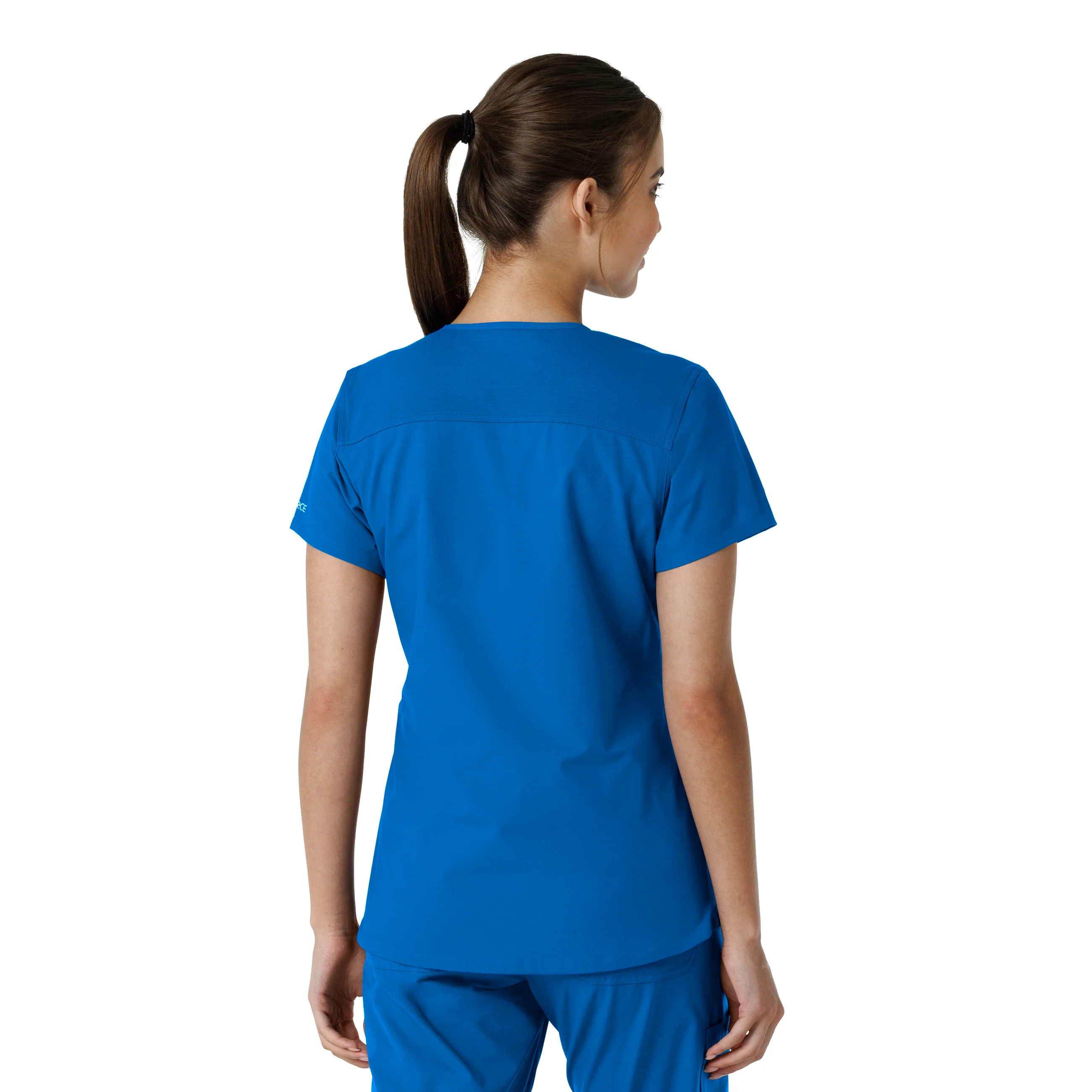 Carhartt Force Essentials Women's V-Neck Knit Panel Scrub Top - Royal - Image 2