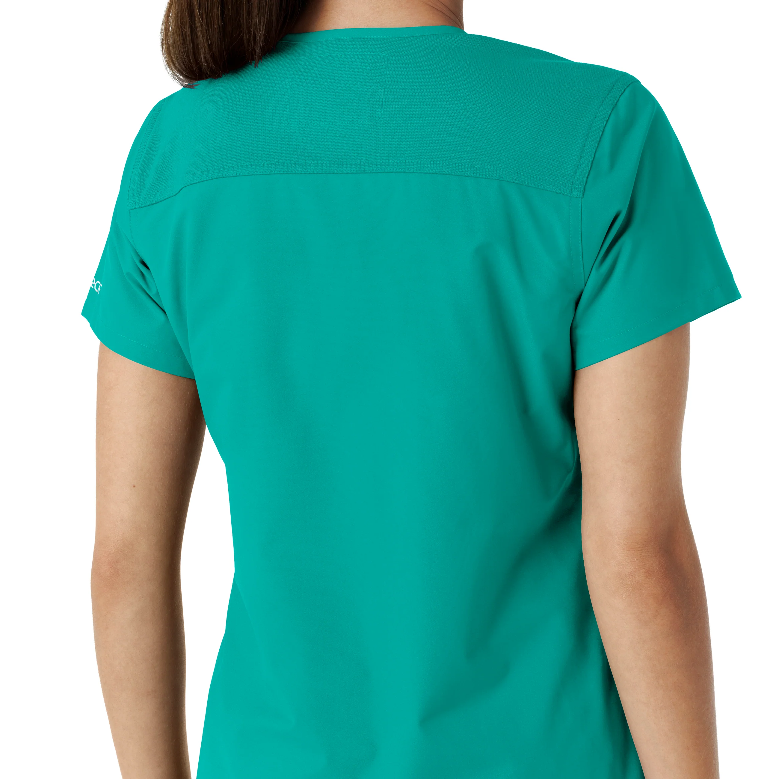 Carhartt Force Essentials Women's V-Neck Knit Panel Scrub Top - Teal - Image 8