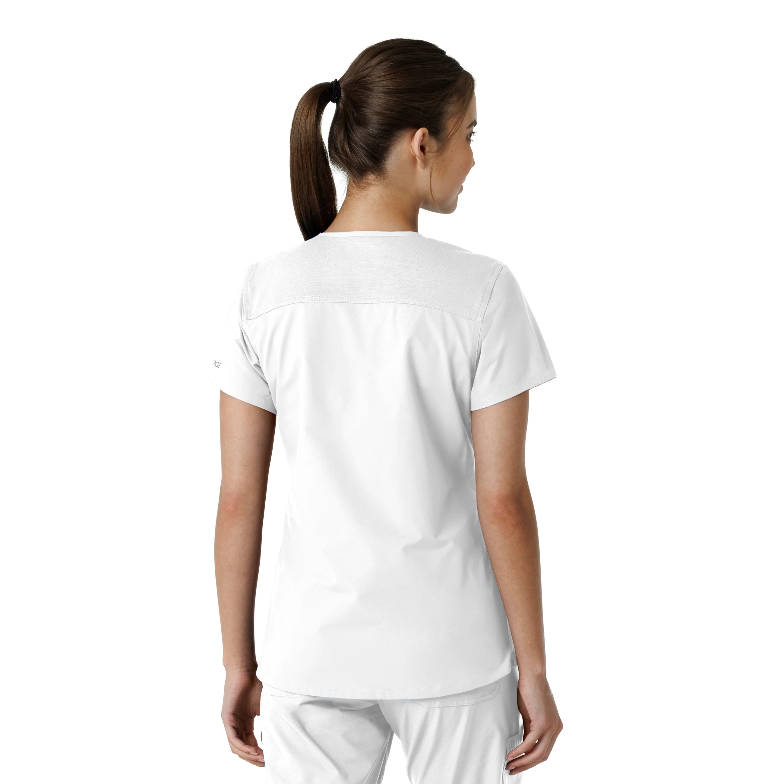 Carhartt Force Essentials Women's V-Neck Knit Panel Scrub Top - White - Image 2