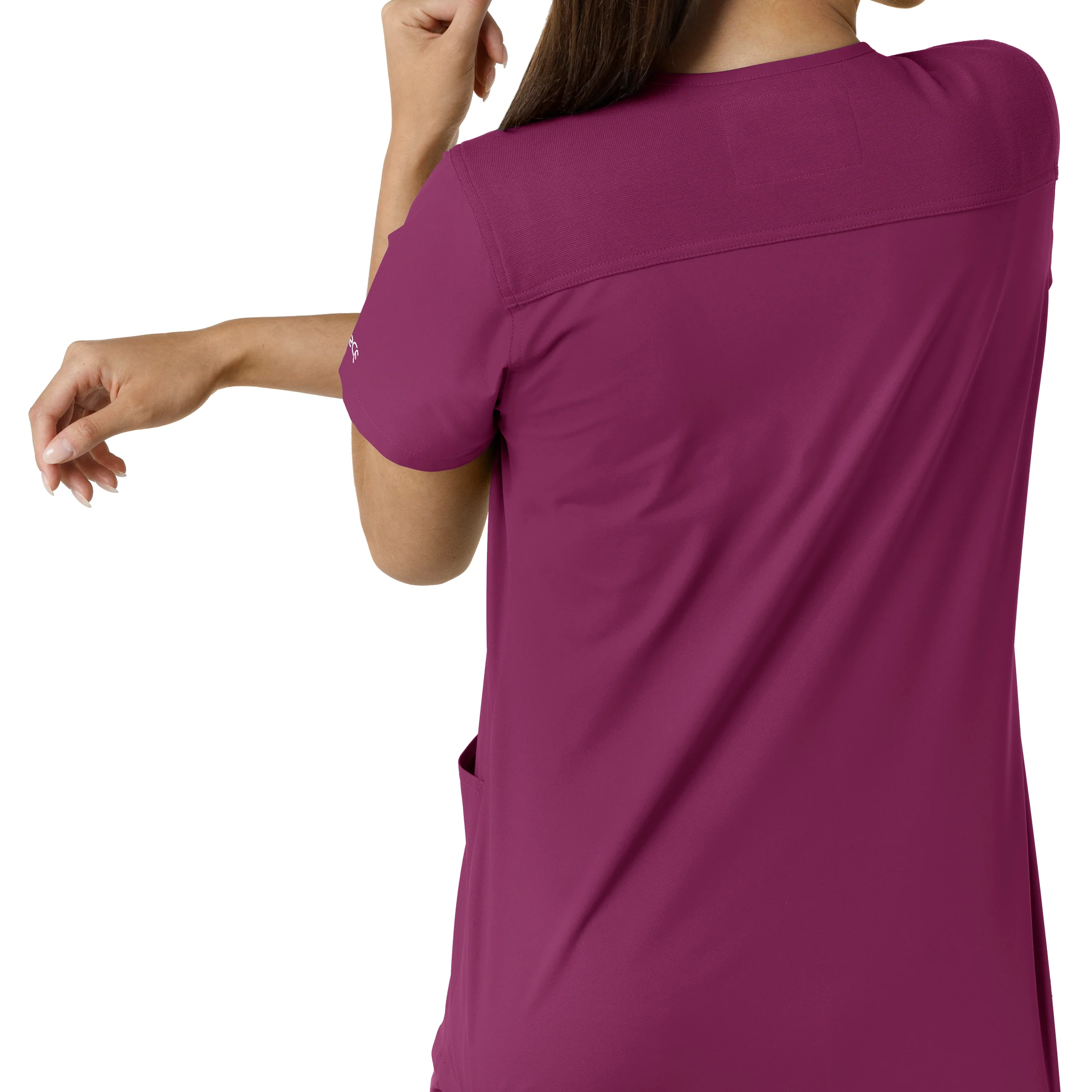 Carhartt Force Essentials Women's V-Neck Knit Panel Scrub Top - Wine - Image 10